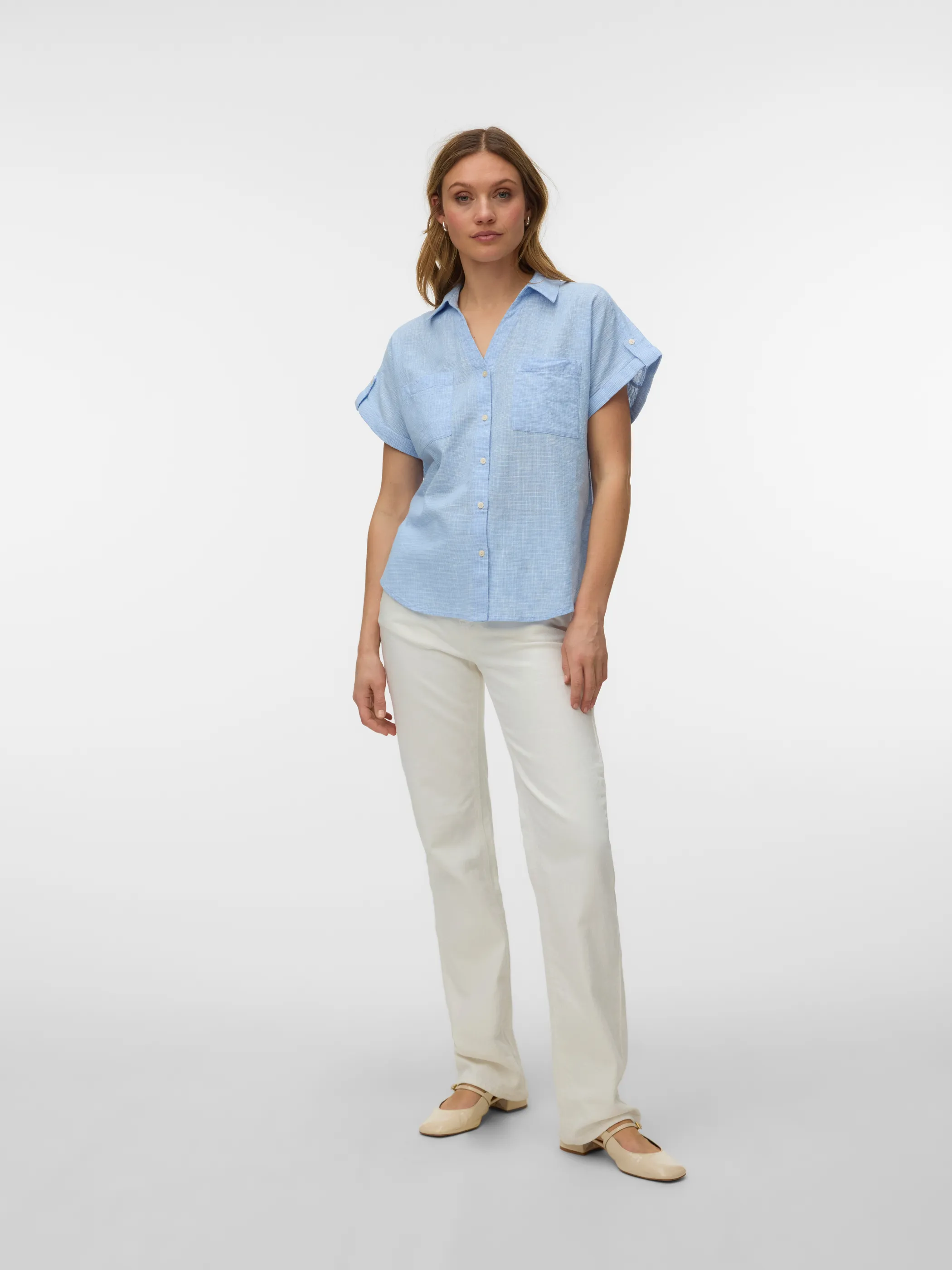 Vero Moda 10345608 VMTHILDE SS SHIRT WVN Weiß 922294 184779001 1