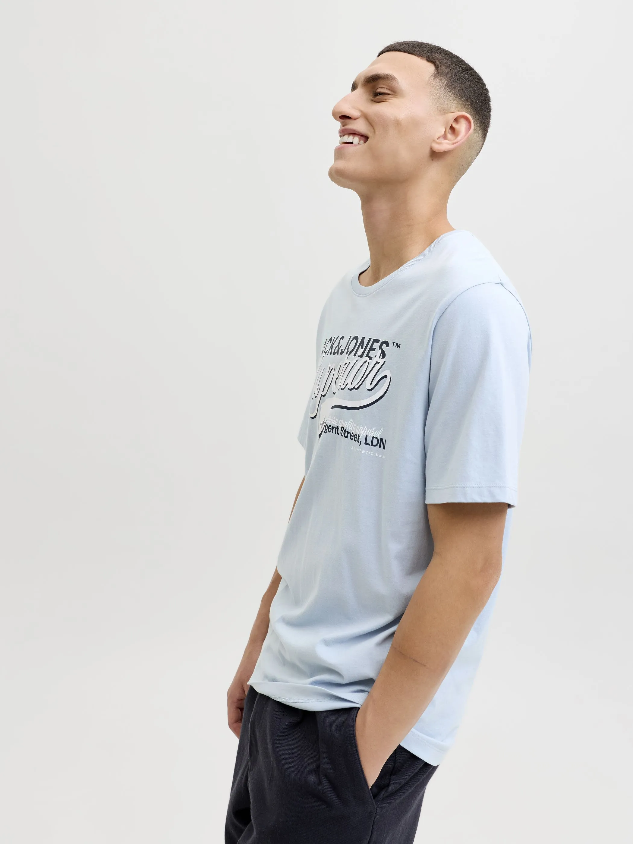 Jack Jones 12288016 JJELOGO TEE SS O-NECK Blau 922267 175777