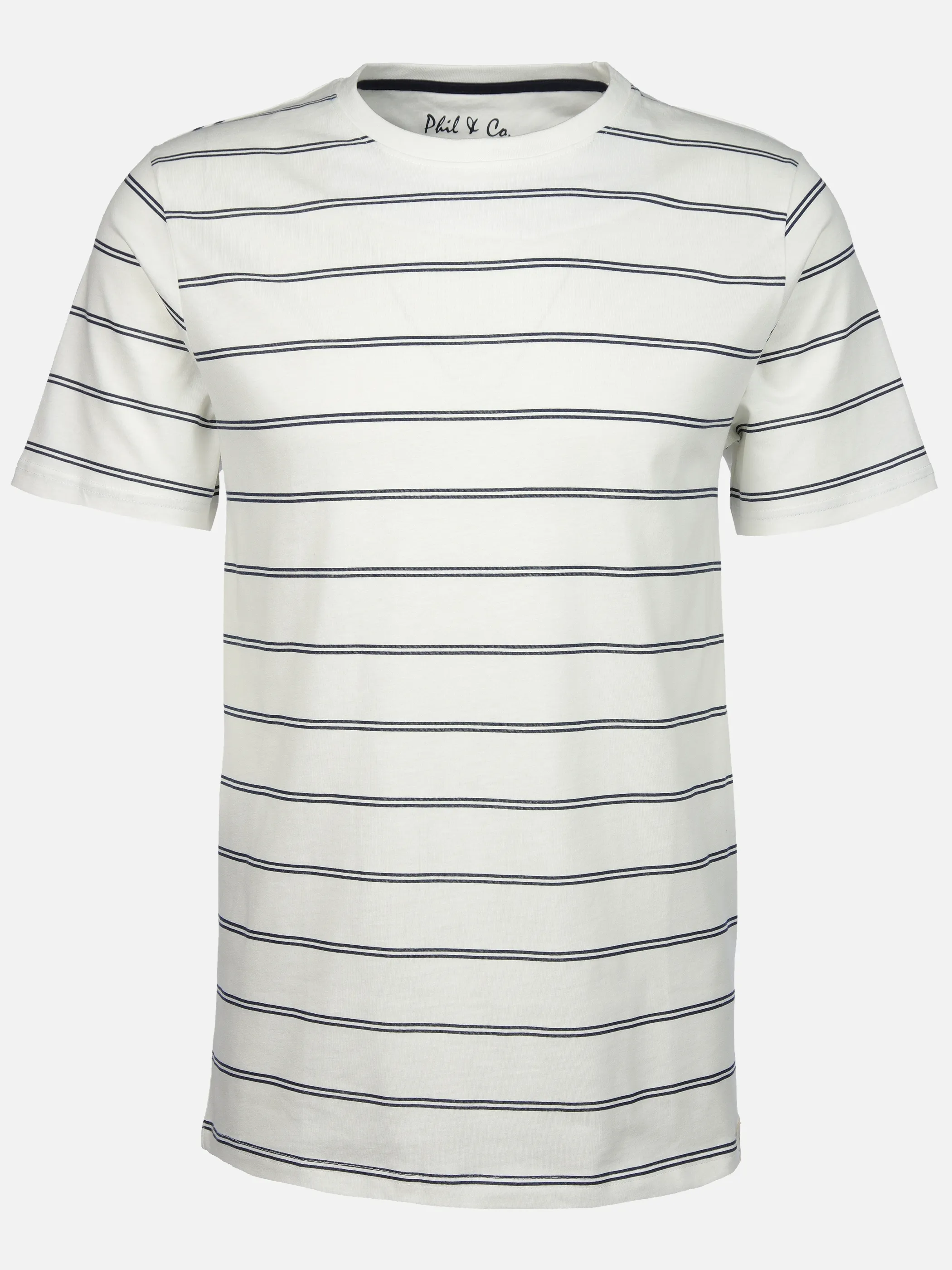 Phil+Co He. Schlafshirt gestreift Weiß 906802 ECRU 1