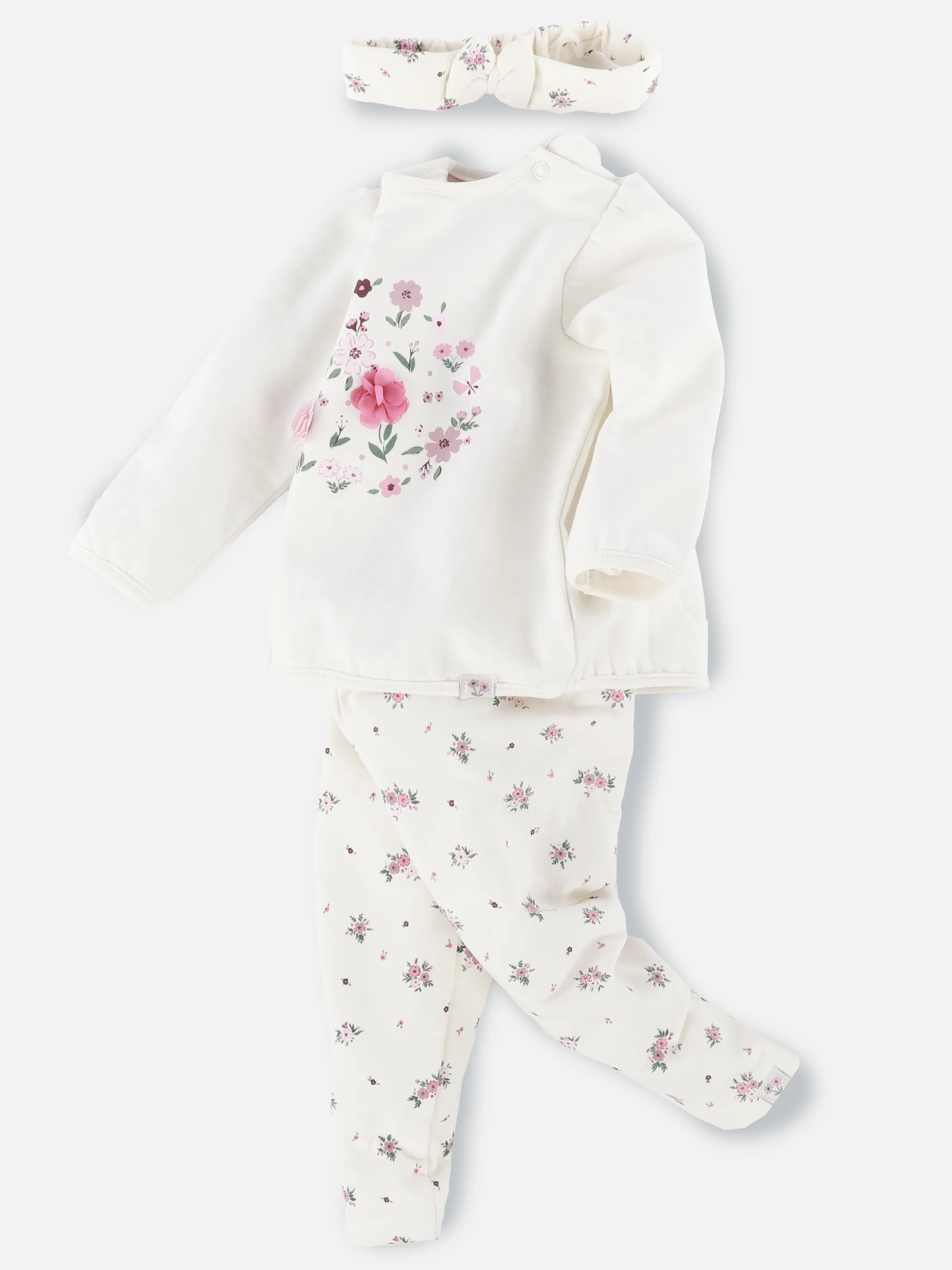 Bubble Gum BM Set 3 pcs mit Blumen Print in weiß Weiß 913462 WEIß 3