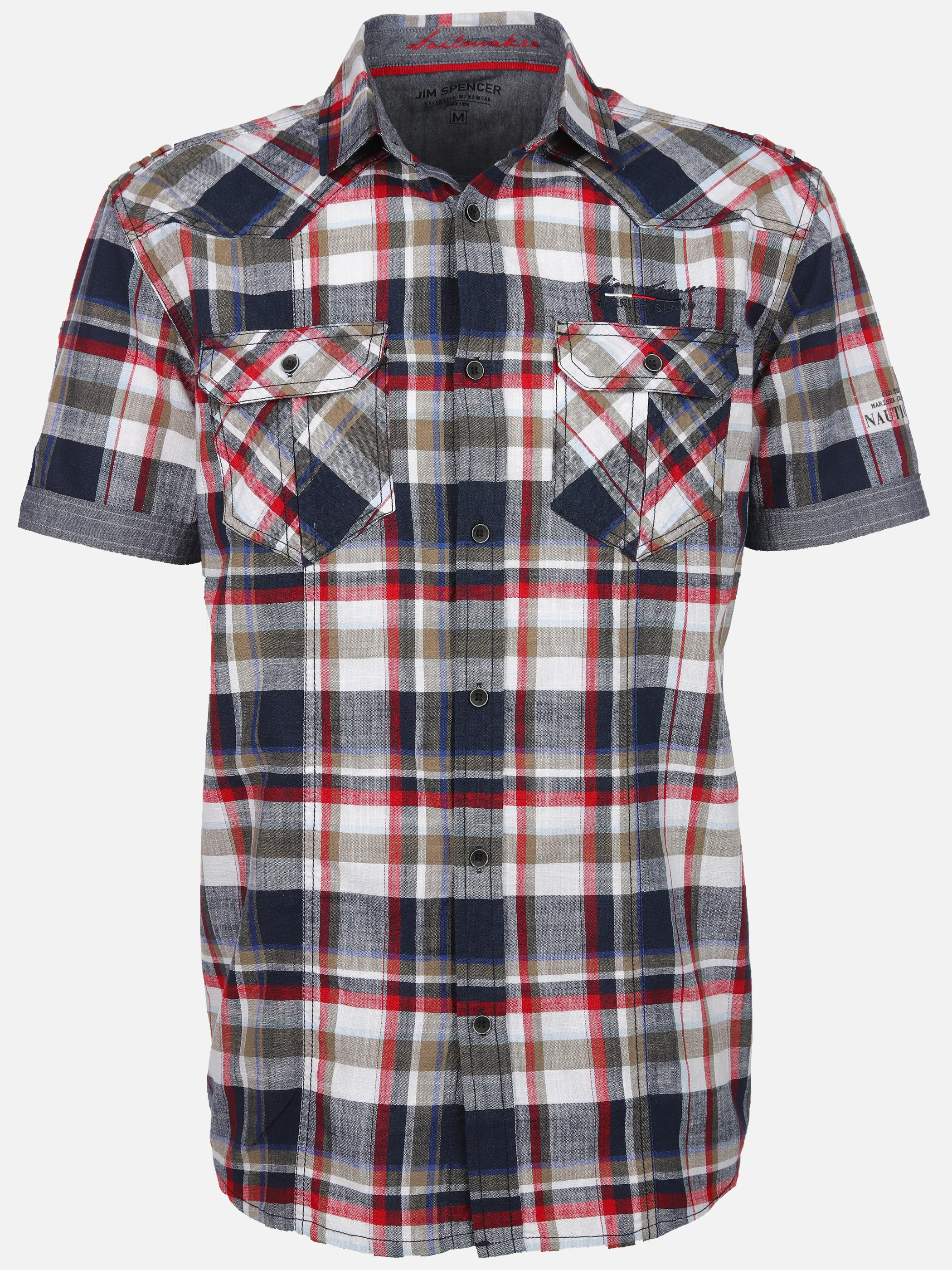 Jim Spencer He. Freizeithemd 1/2 Arm slub Blau 906578 NAVY/RED 1 Jim Spencer He. Freizeithemd 1/2 Arm slub Blau 906578 NAVY/RED 1
