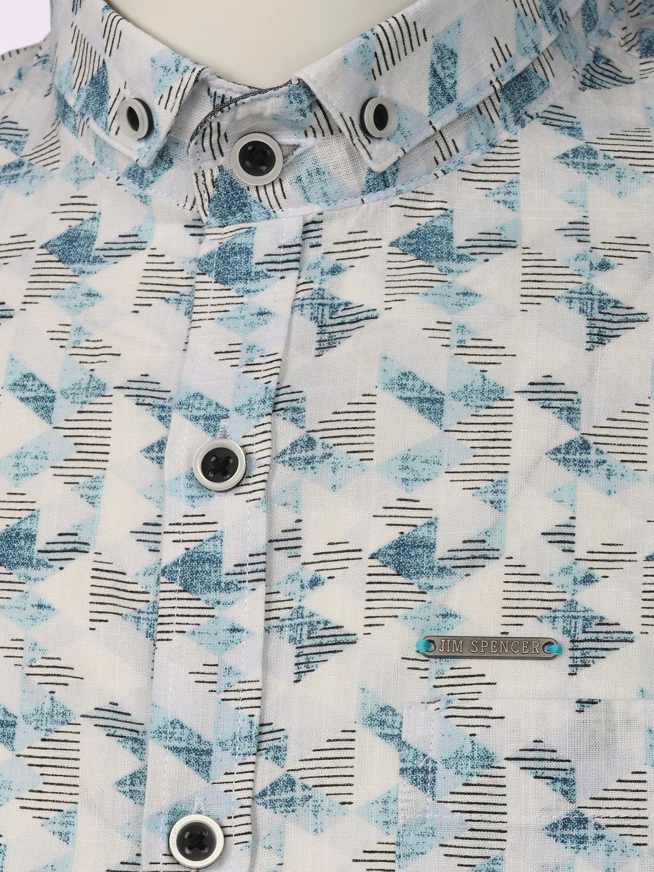 Jim Spencer He. Freizeithemd 1/2 celebration Blau 922131 BLUE AOP 3