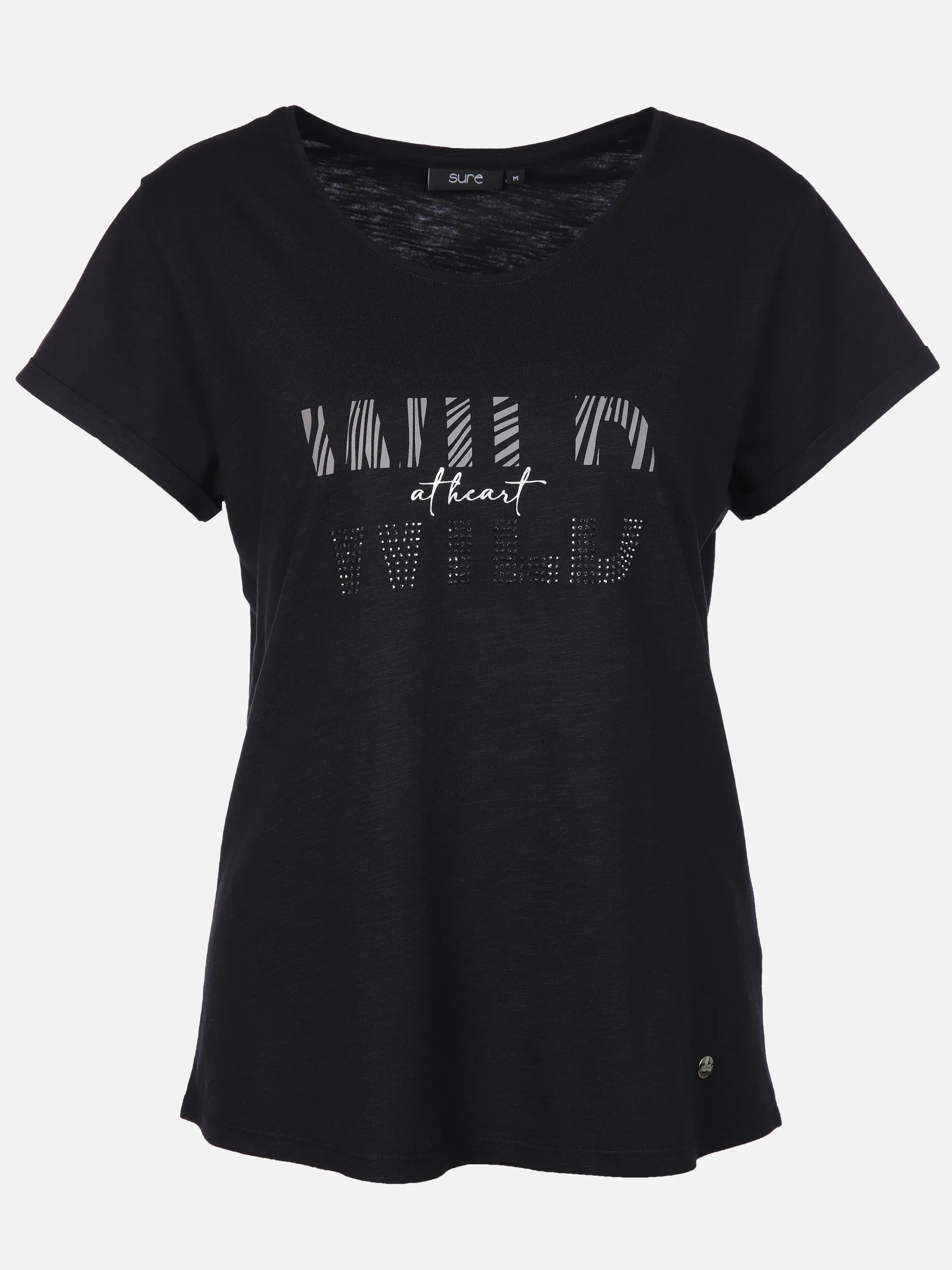 Sure Da-T-Shirt m. Frontdruck Schwarz 908103 BLACK 1