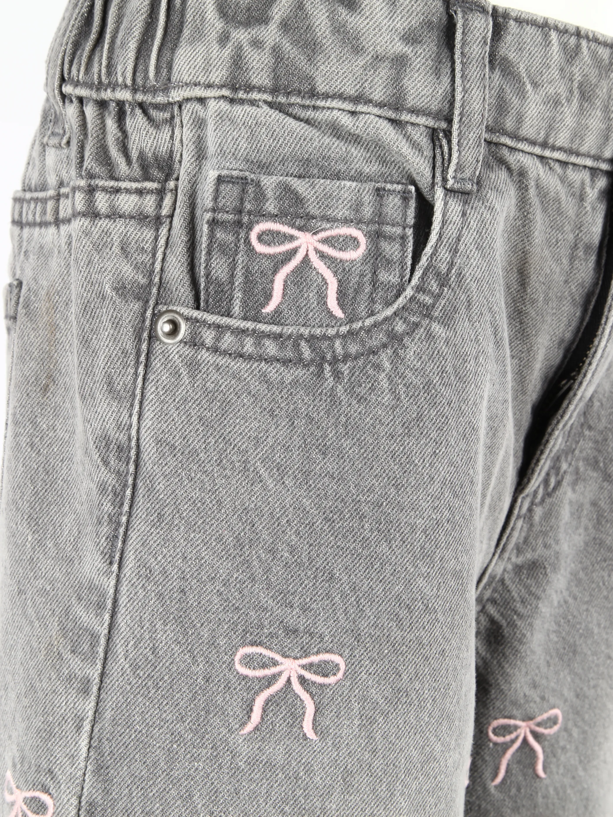One Way KM Jeans mit Schleifen Stickerrei Grau 929719 GRAU 3
