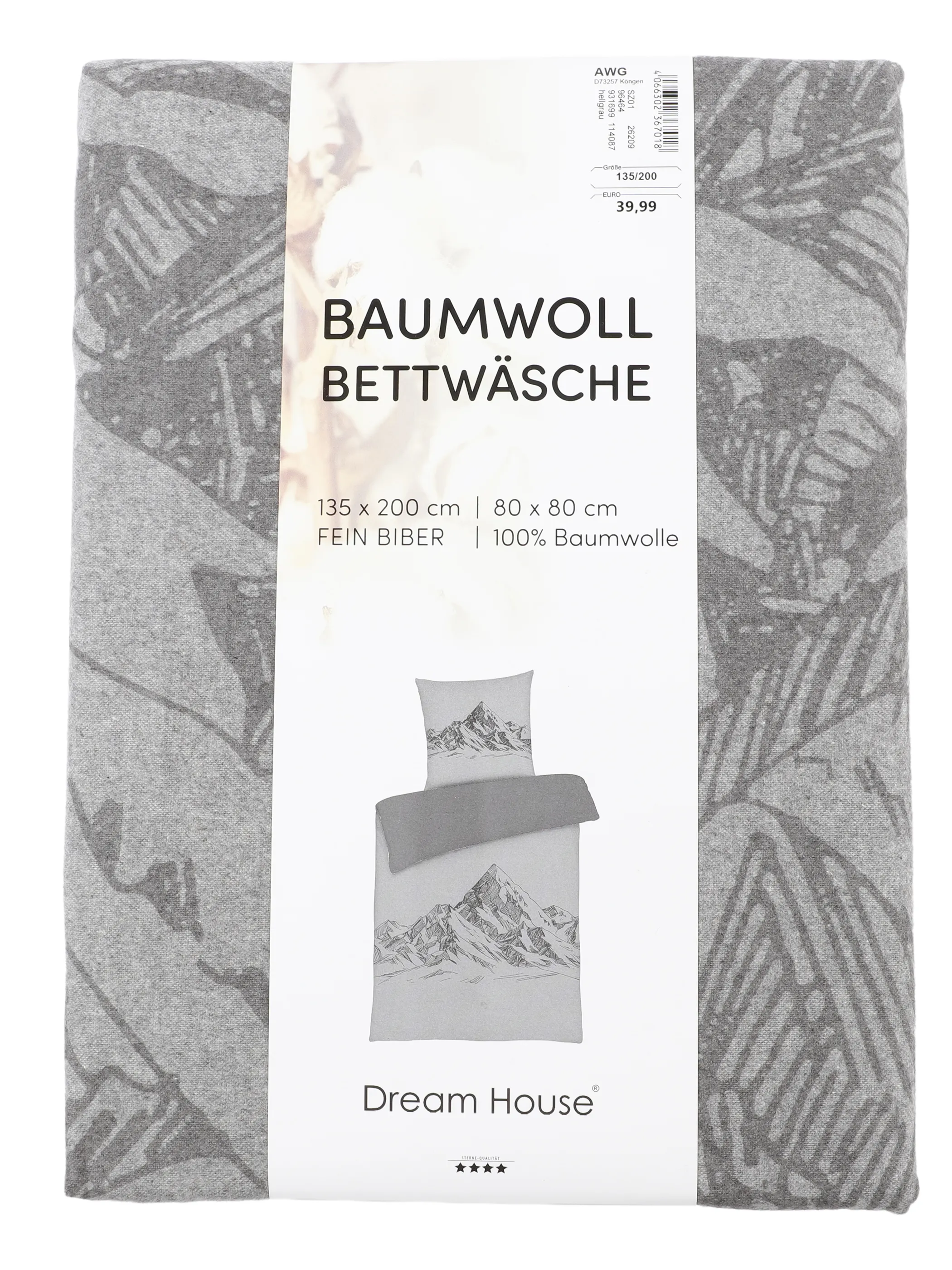 Dream House Wendebettwäsche Berge 135x200 Grau 931699 GRAU 2