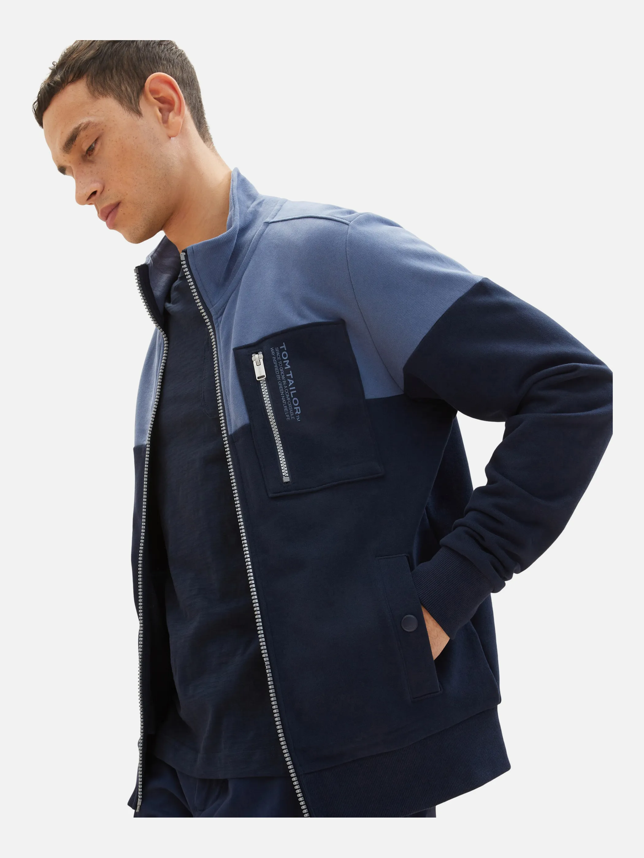 Tom Tailor 1035681 color block sweat jacket Blau 874960 10668 3 Tom Tailor 1035681 color block sweat jacket Blau 874960 10668 3
