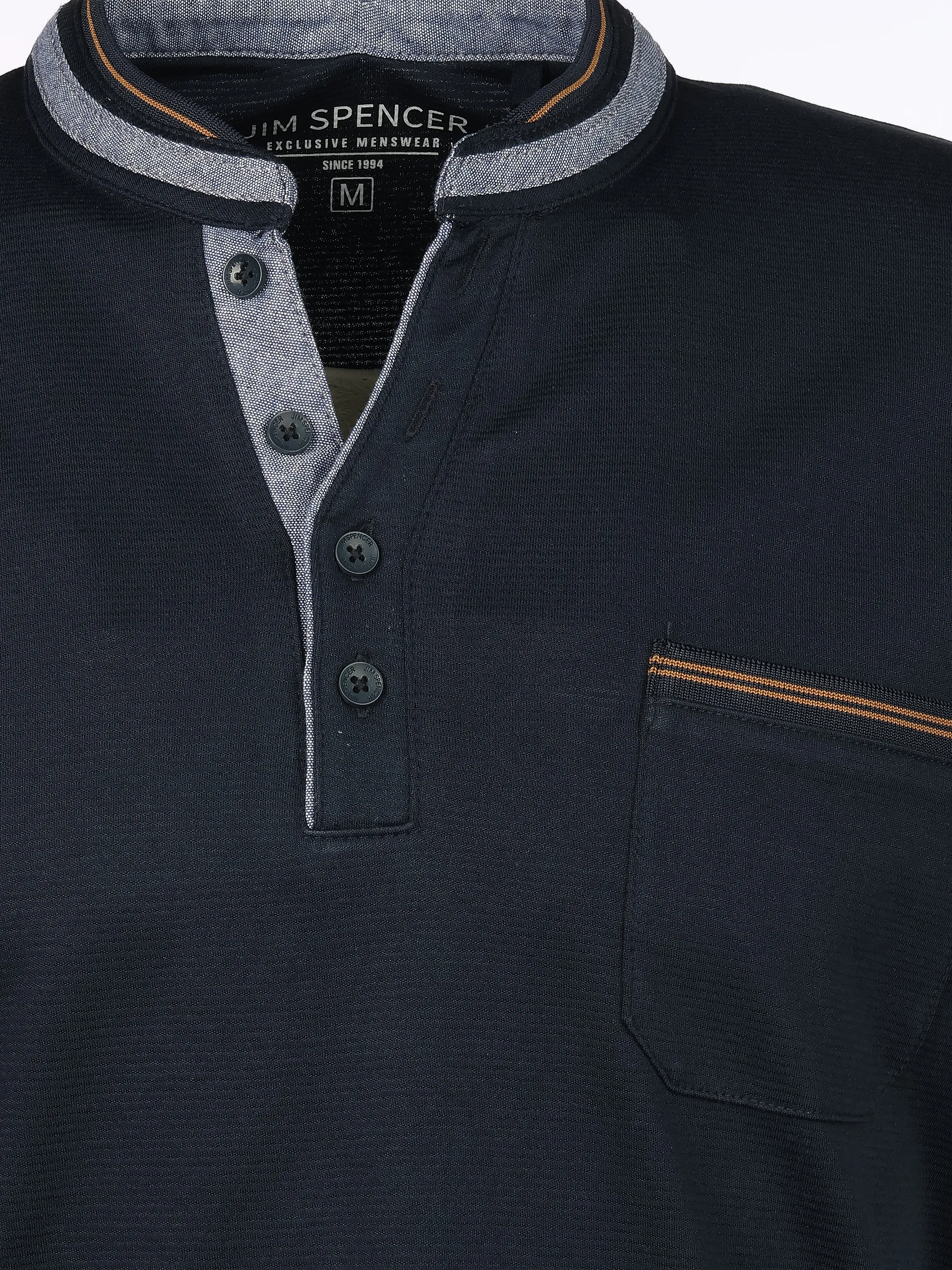 Jim Spencer He. Henleyshirt 1/2 Arm Premium Blau 922565 NAVY 3