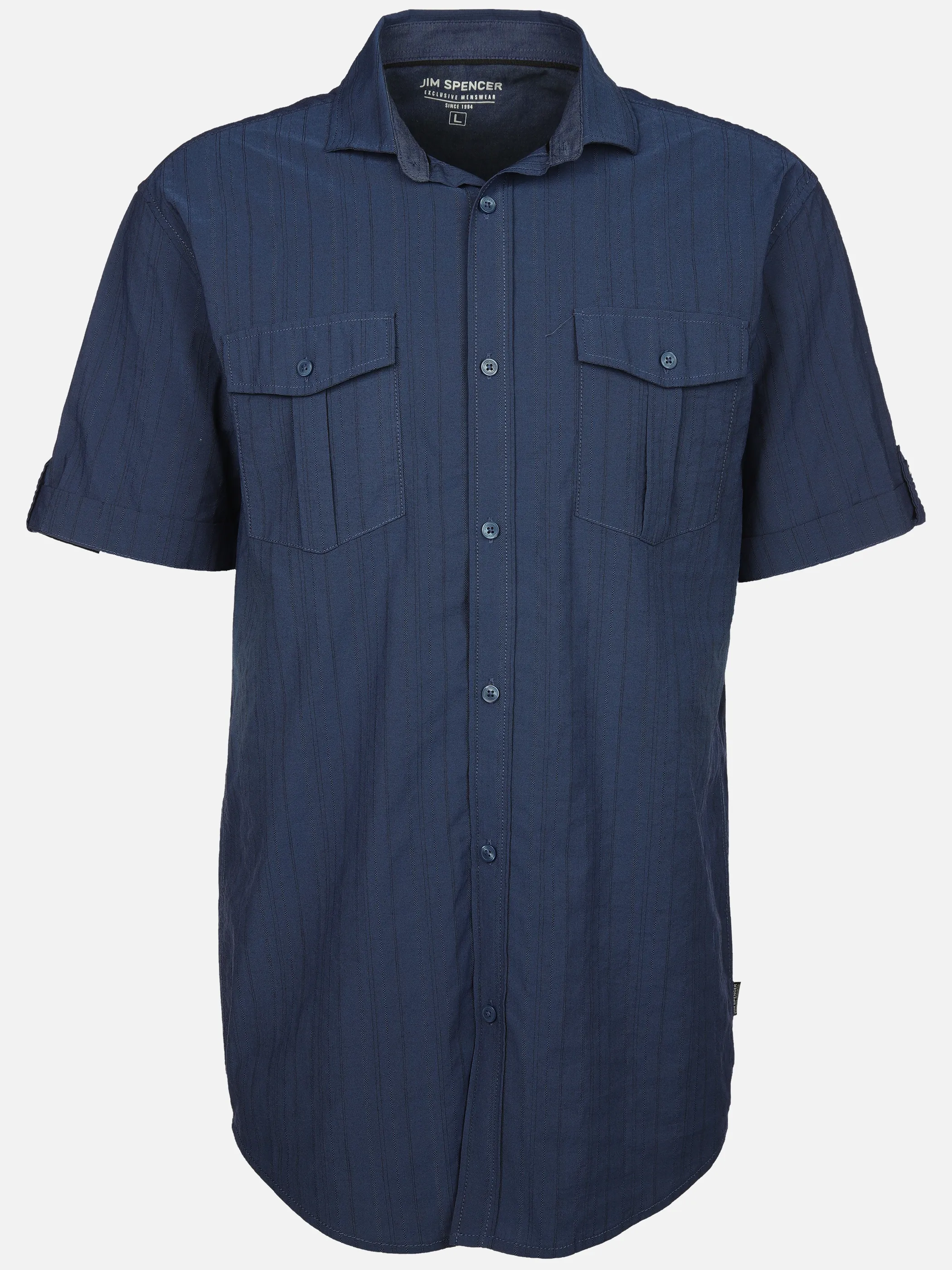 Jim Spencer He. Freizeithemd 1/2 Arm Jacquard Blau 908752 BLUE 1