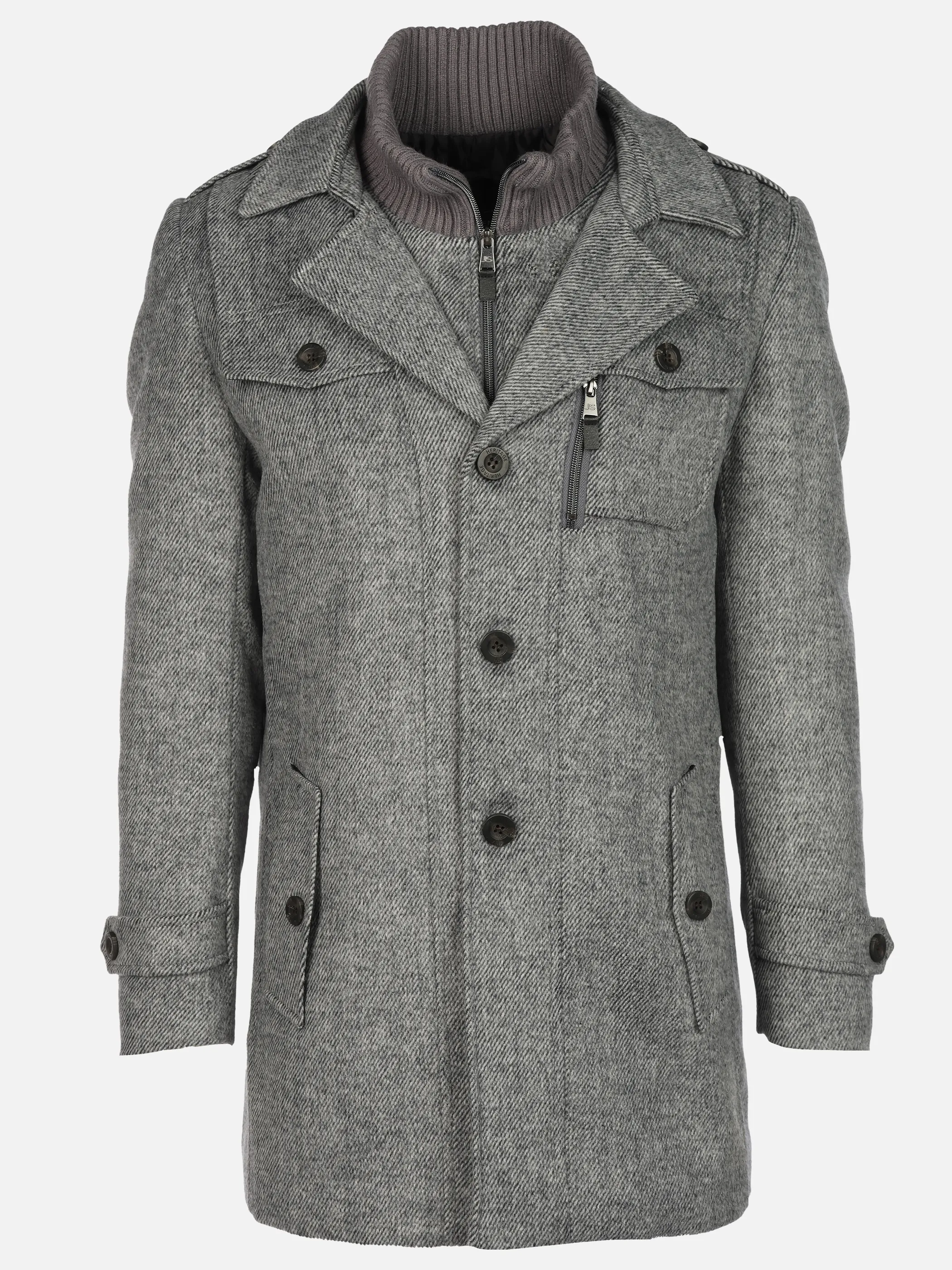 Jim Spencer He. Wollmantel 2in1 Epolette Grau 918286 GRAU 1