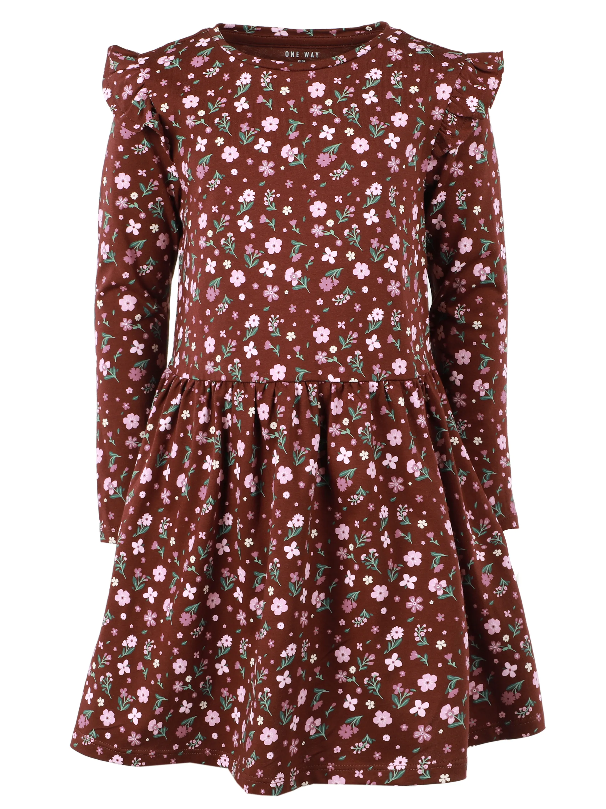 One Way KM Kleid Braun mit Tasche Blumen AOP in braun Braun 929845 BROWN 3