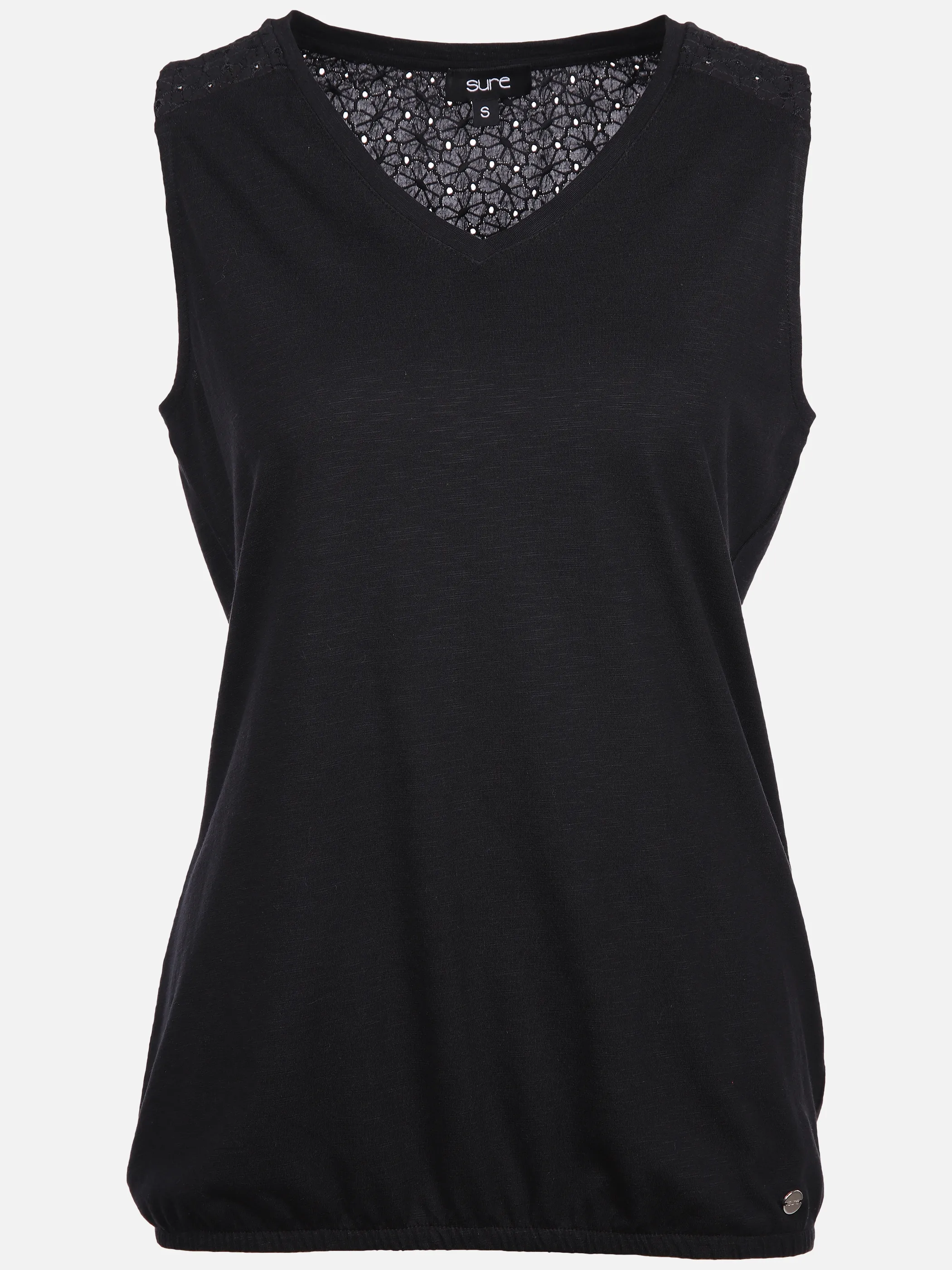 Sure Da-Jerseytop m. Spitzenpasse Schwarz 894092 SCHWARZ 1