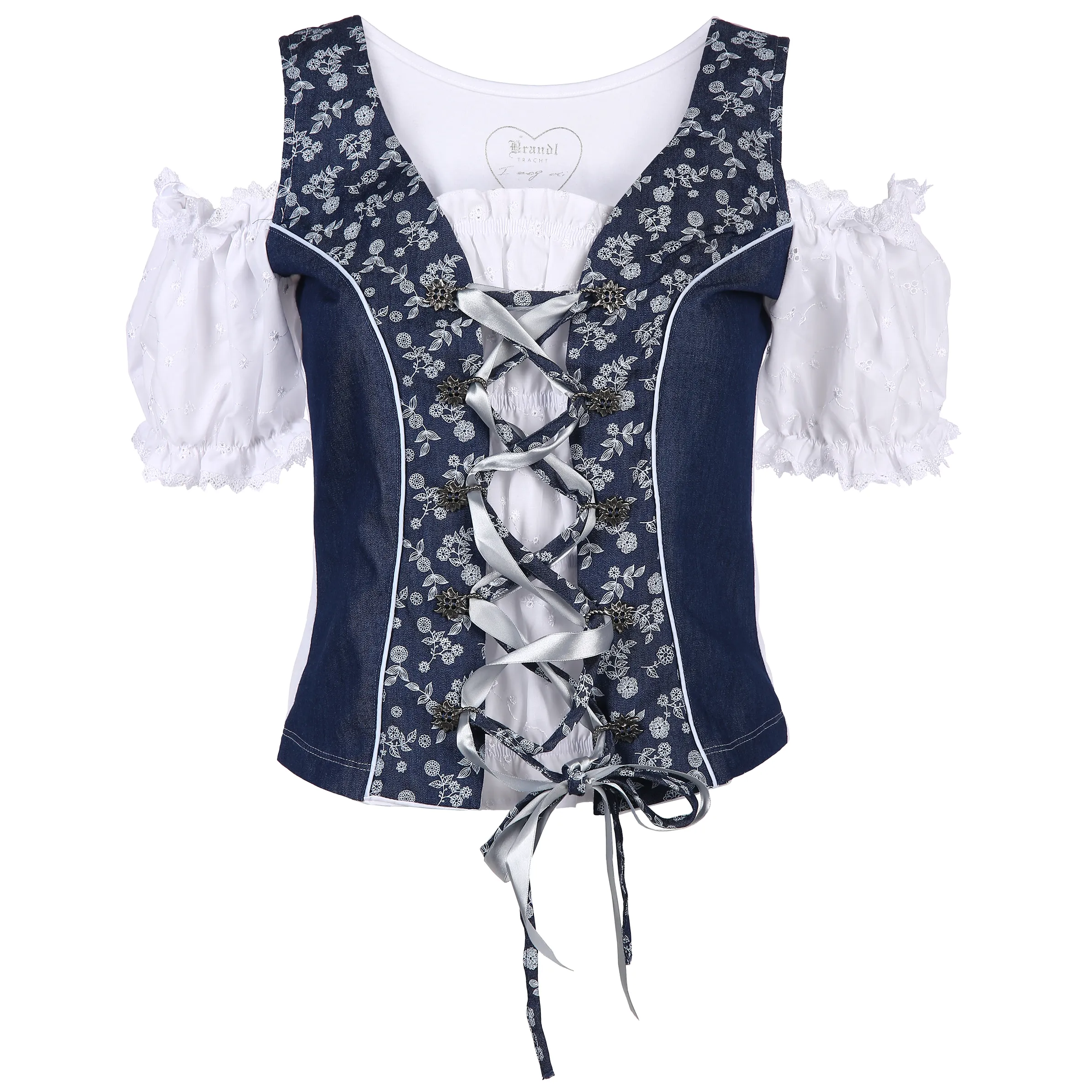 Brandl Tracht Da-Blusenshirt m. Schnürung Weiß 810325 WEIß DENIM 1 Brandl Tracht Da-Blusenshirt m. Schnürung Weiß 810325 WEIß DENIM 1