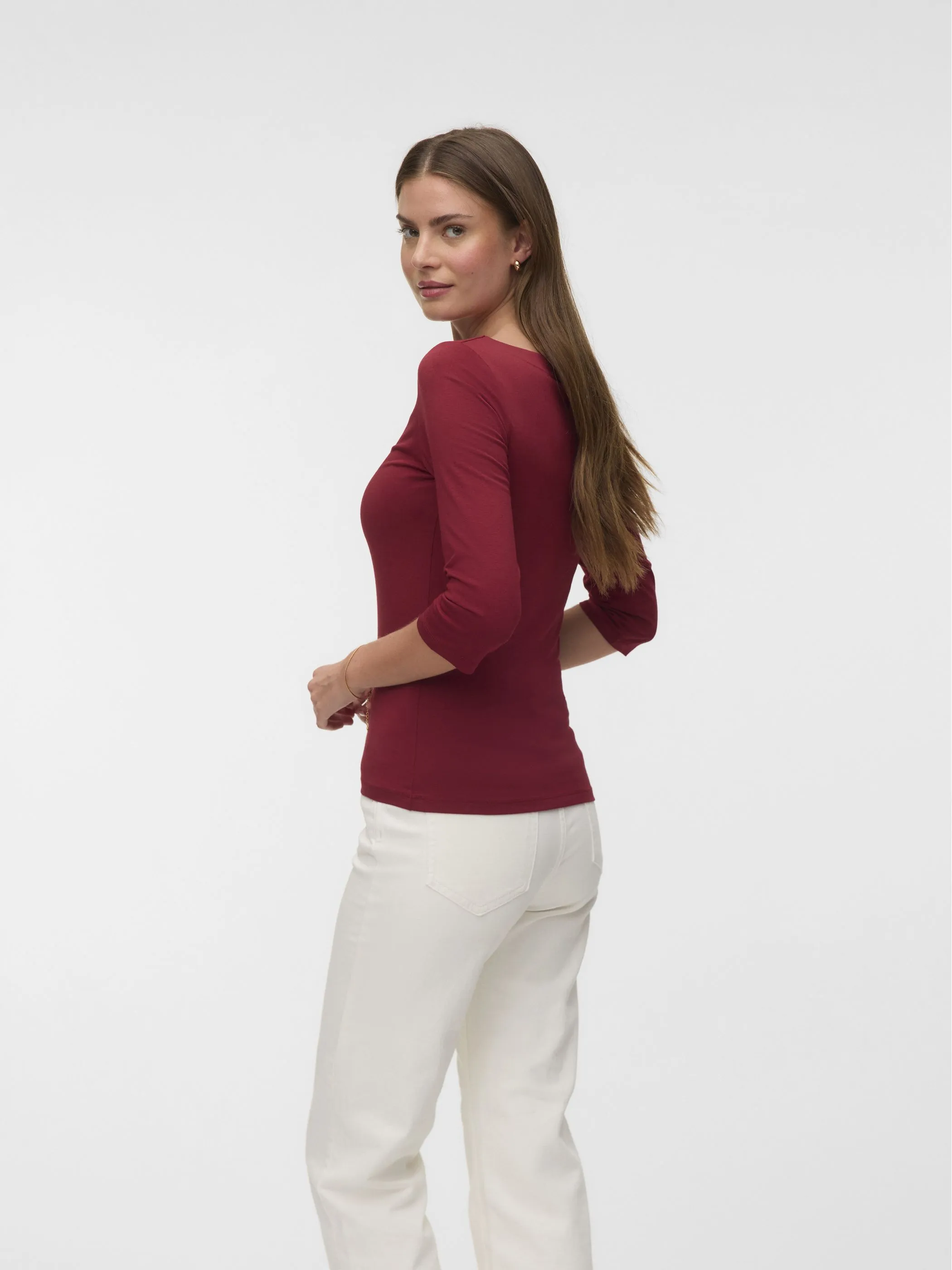 Vero Moda 10274133 VMPANDA MODAL 3/4 TOP Rot 866193 230355 2