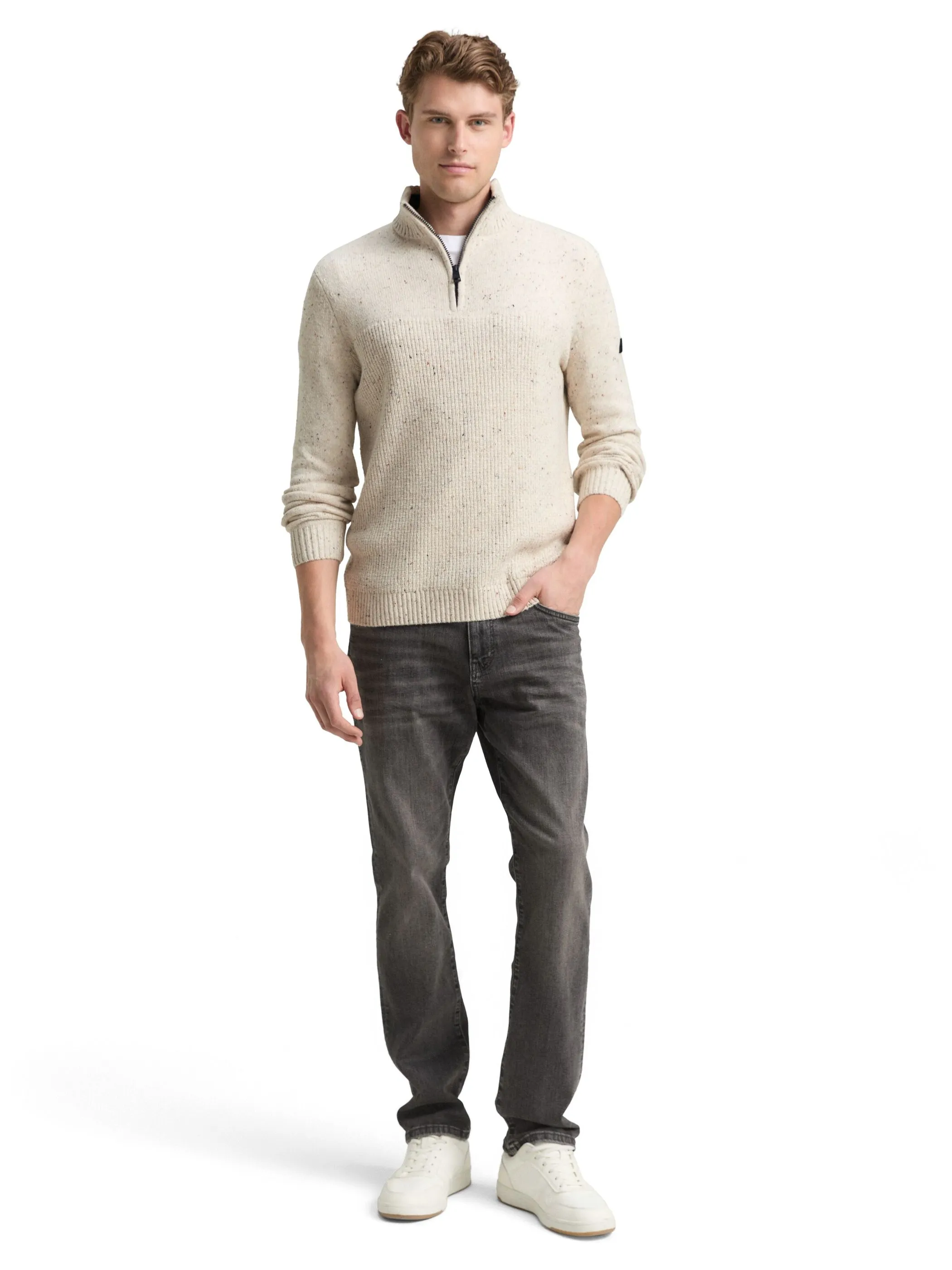 Tom Tailor 1048713 structured mix knit troyer Weiß 918785 36943 4