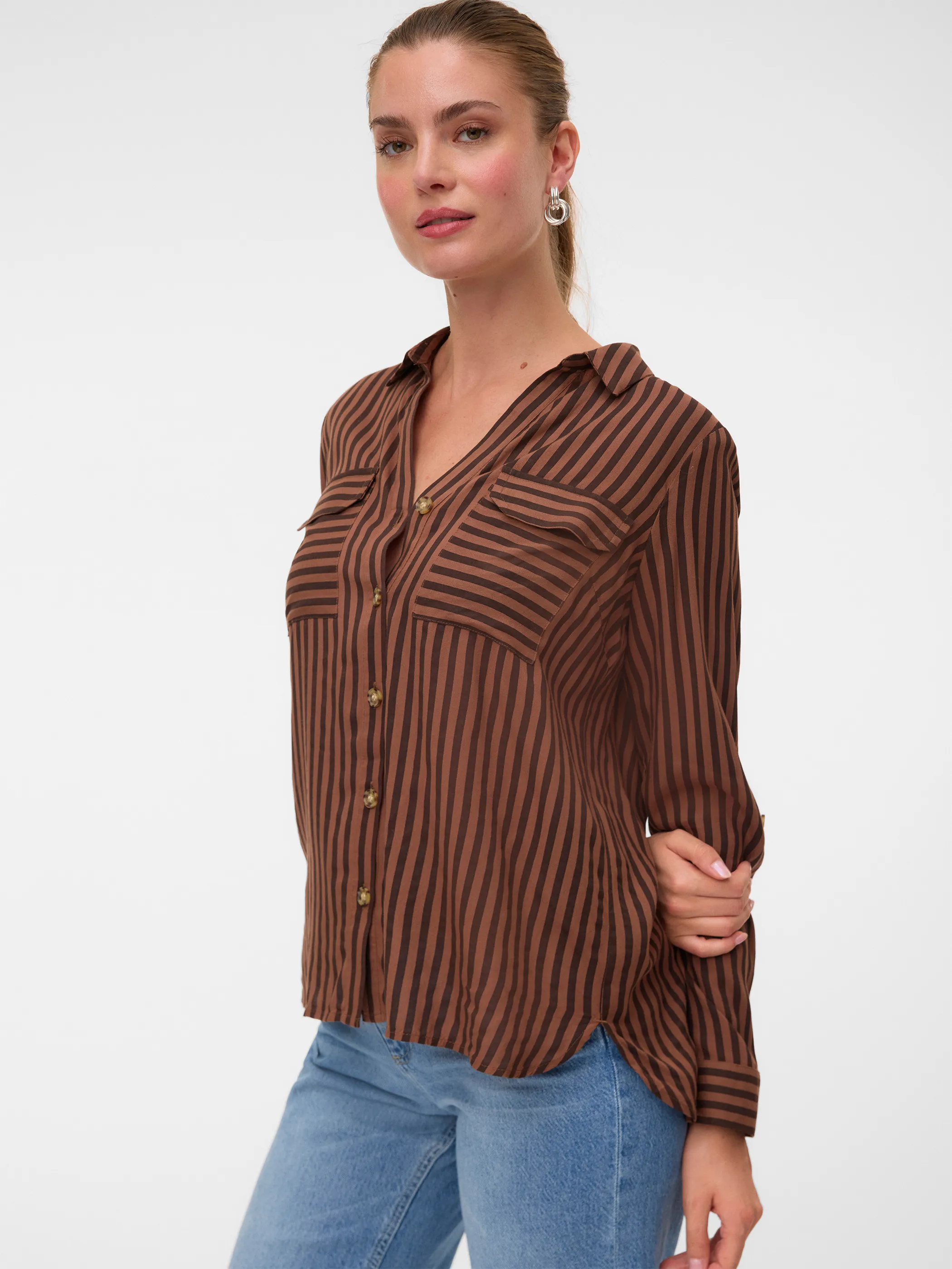 Vero Moda 10275283 VMBUMPY L/S SHIRT NEW Braun 866195 297957056 1