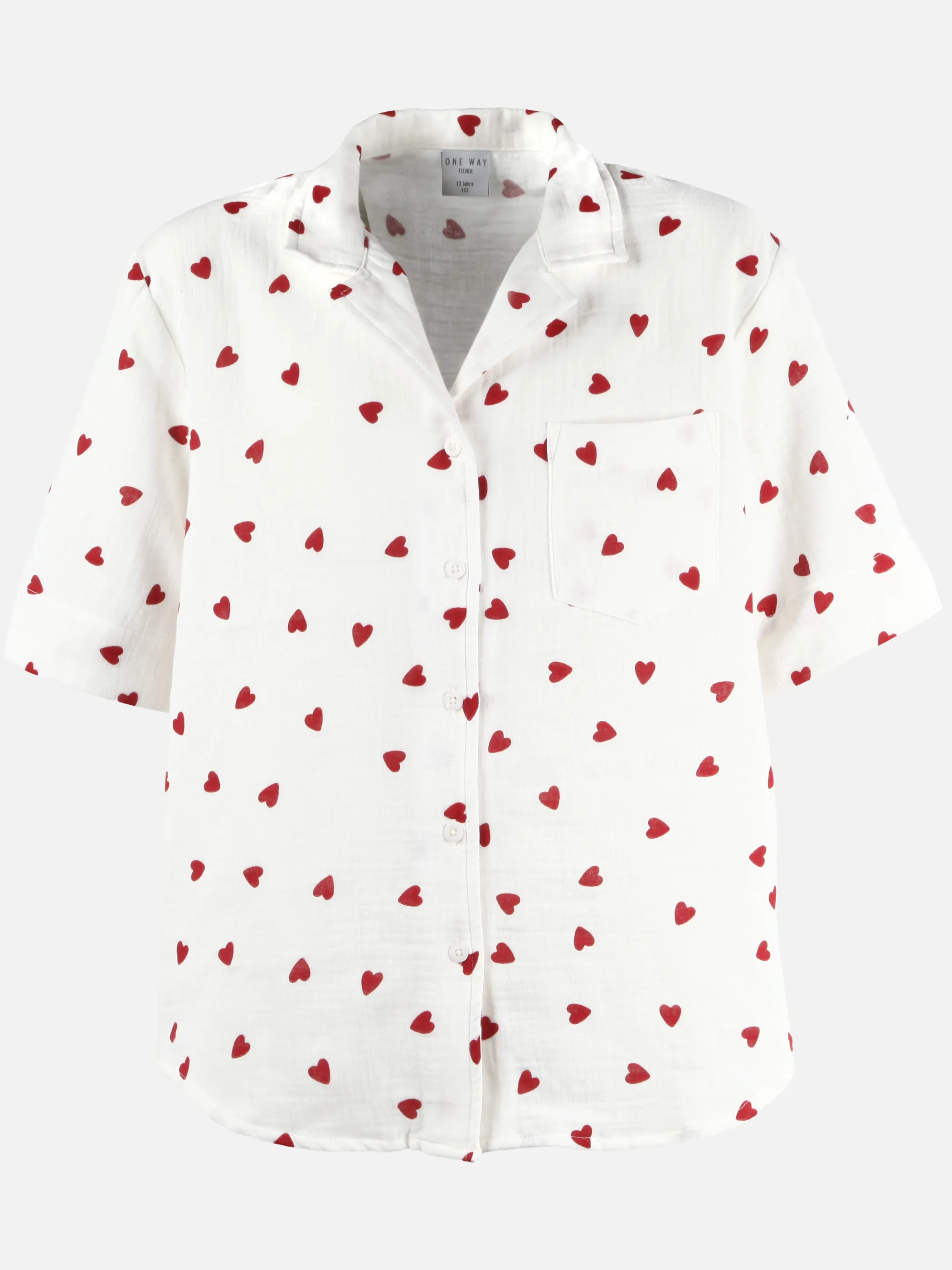 One Way TG Musseline Bluse mit roten Herzen AOP in weiß Weiß 923379 WEIß 1