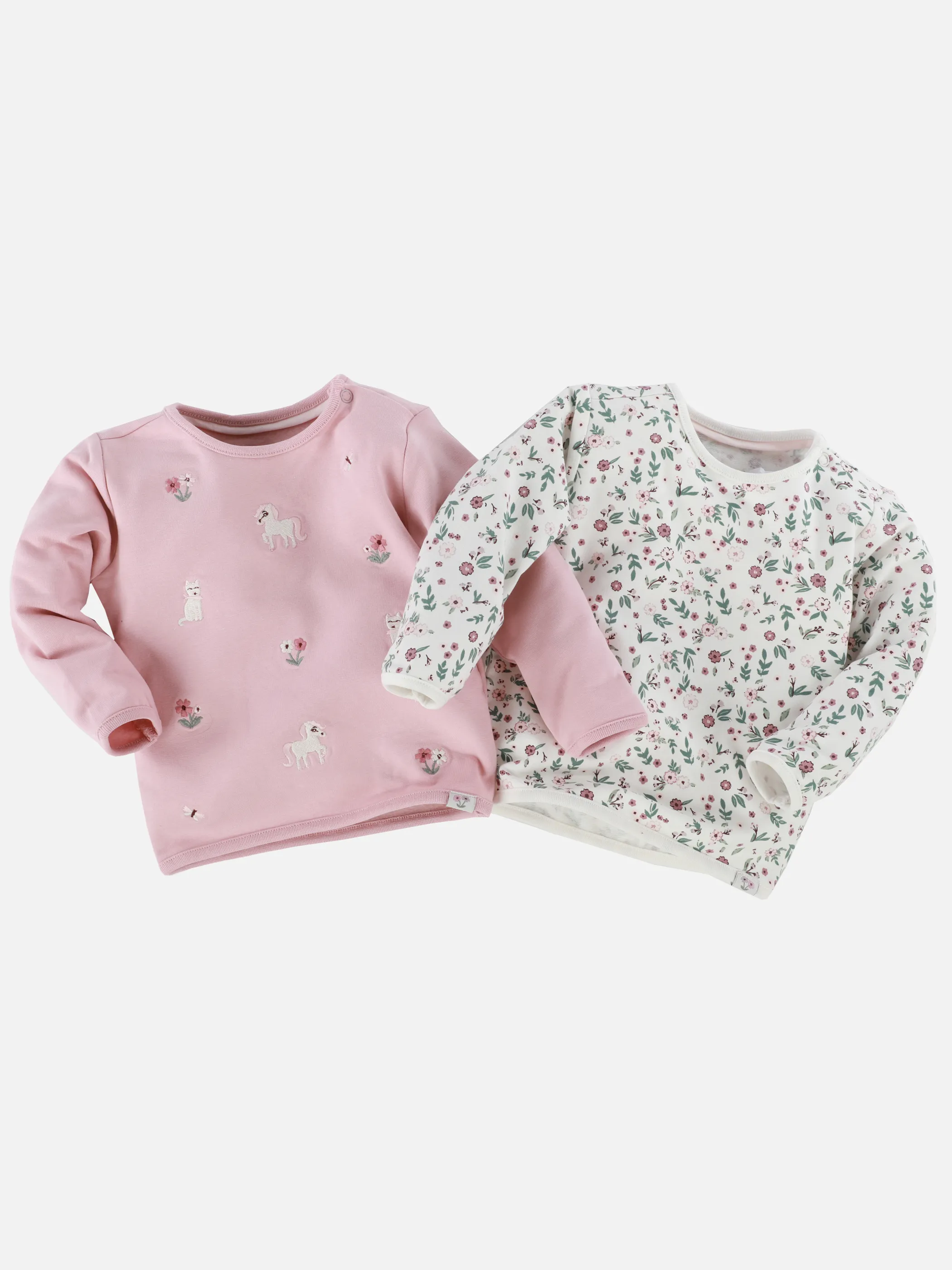Bubble Gum BM Sweatshirt 2er Pack mit Blumen Rosa 913425 WEIß/ROSA 1