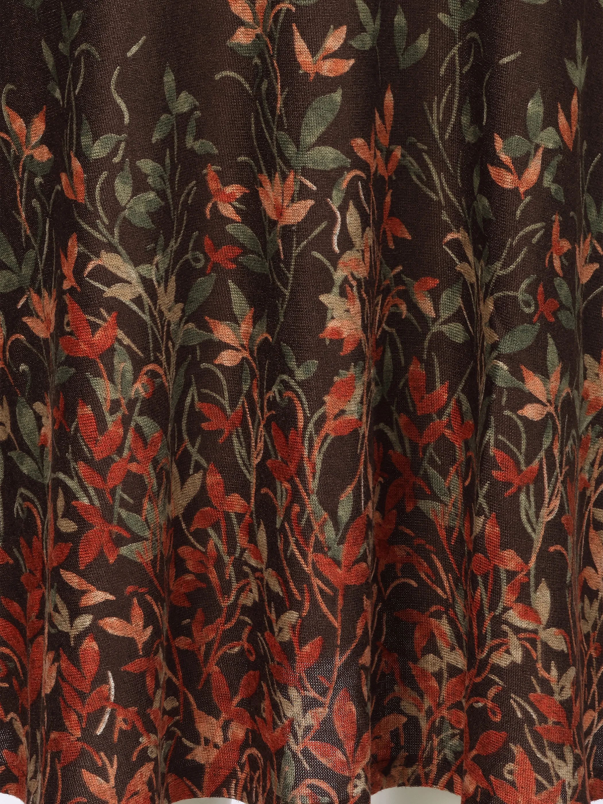 Apricot X151912 Apricot Leaf Print Border Swing Dress Braun 922354 BRN 3