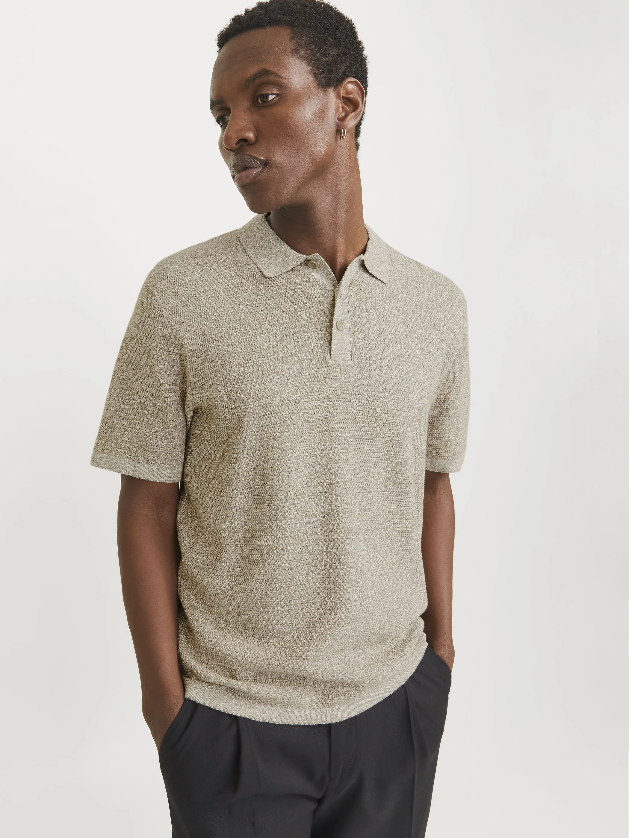 Jack Jones 12268281 JJEGEORGE KNIT POLO S Beige 903405 176547001 5