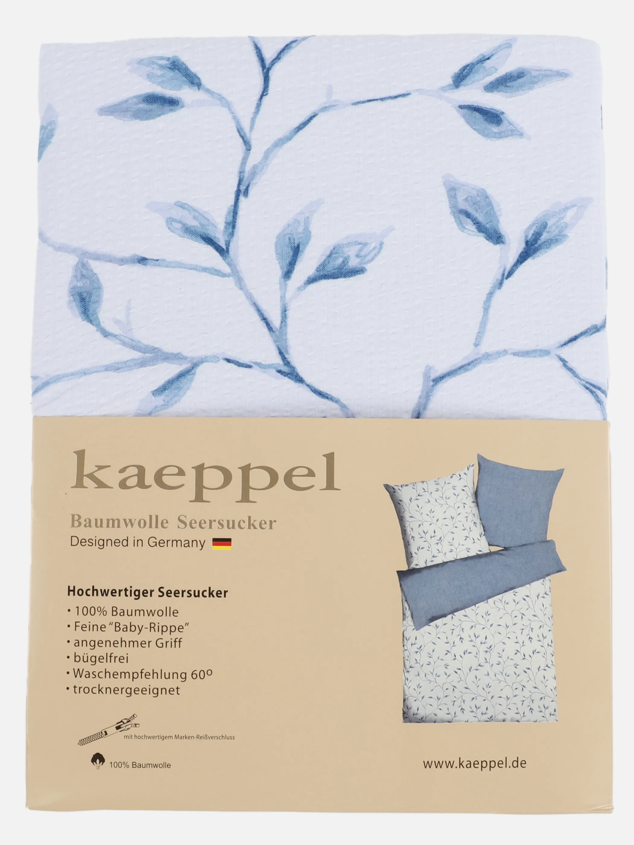 Kaeppel I Seersuckerbettwäsche Leaf 135x Blau 915819 BLAU 2