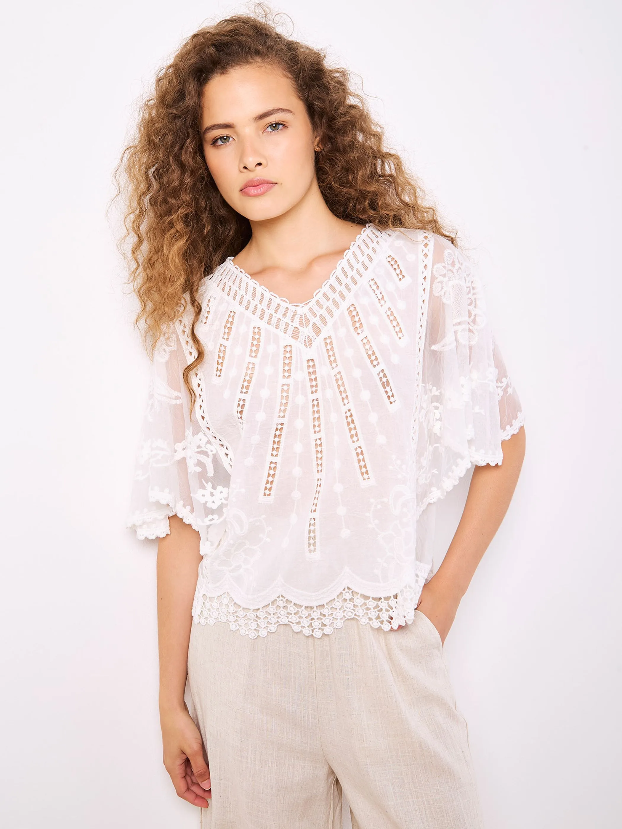 Apricot 952478 Apricot Lace Detail Emb Weiß 934742 WHT 4