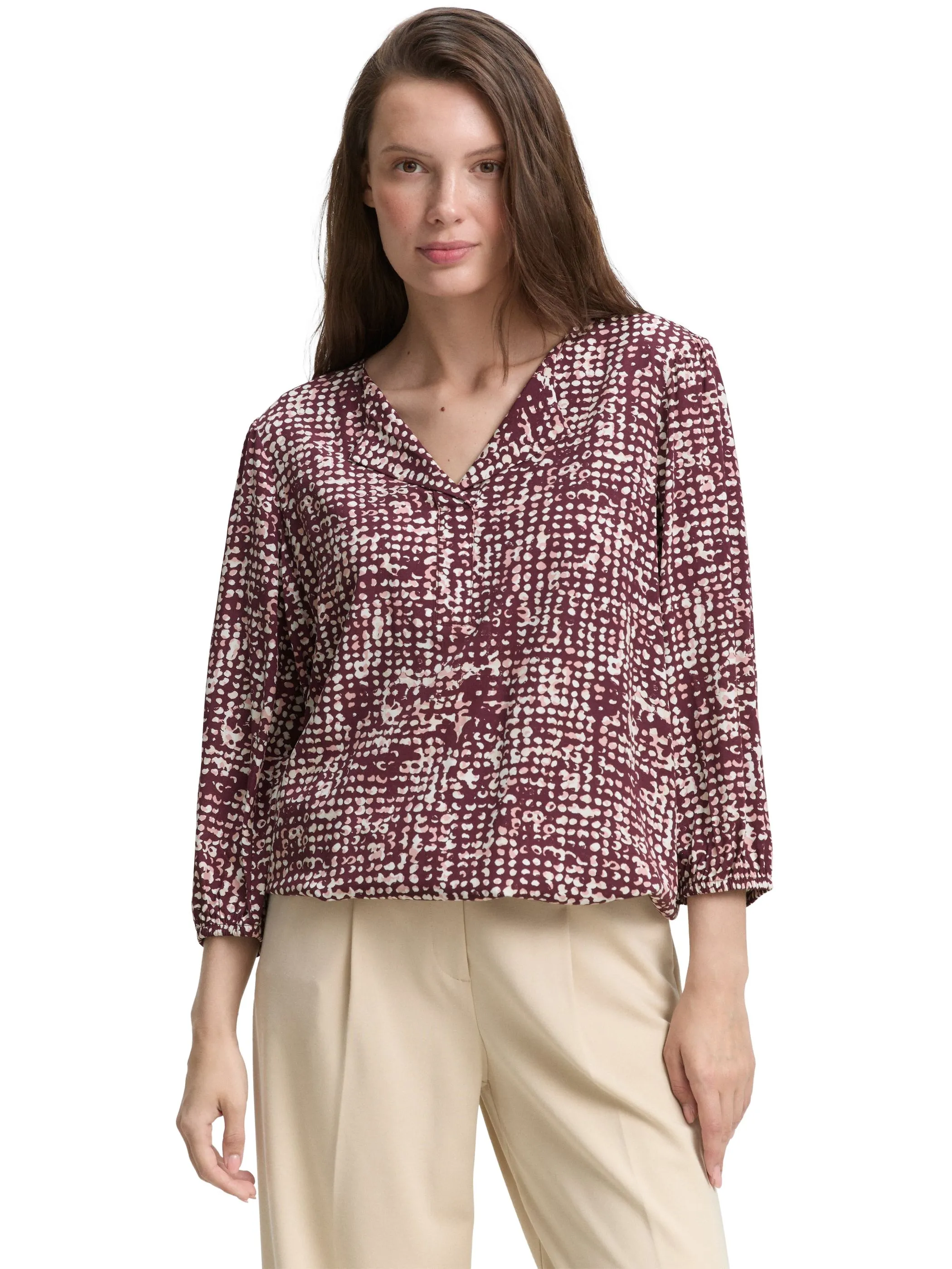Tom Tailor 1047574 NOS blouse with feminine V-neck Rot 914540 38403 5