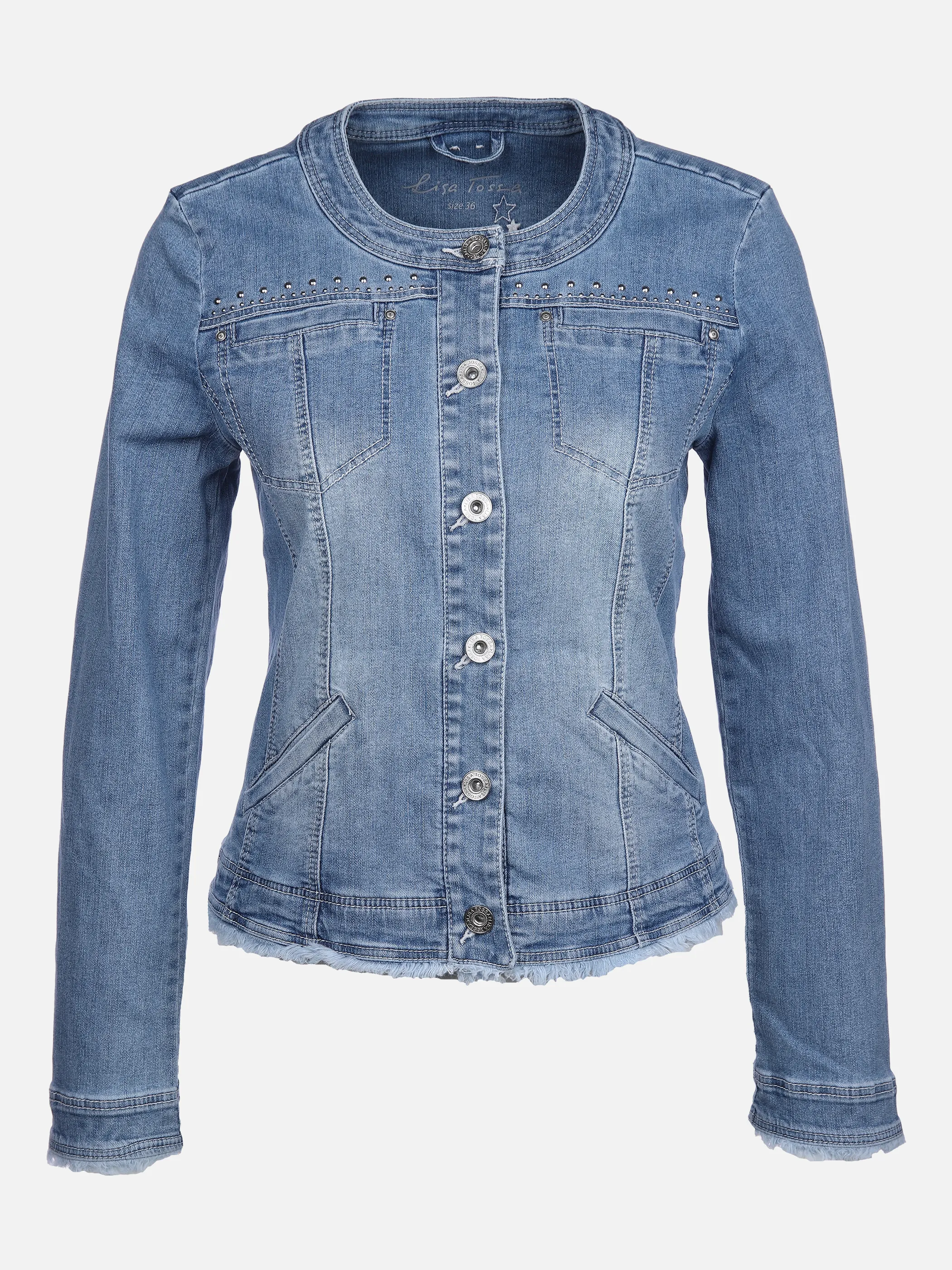 Lisa Tossa Da-Jeansjacke m. Nietendeko Blau 850947 BLEACHED D 1