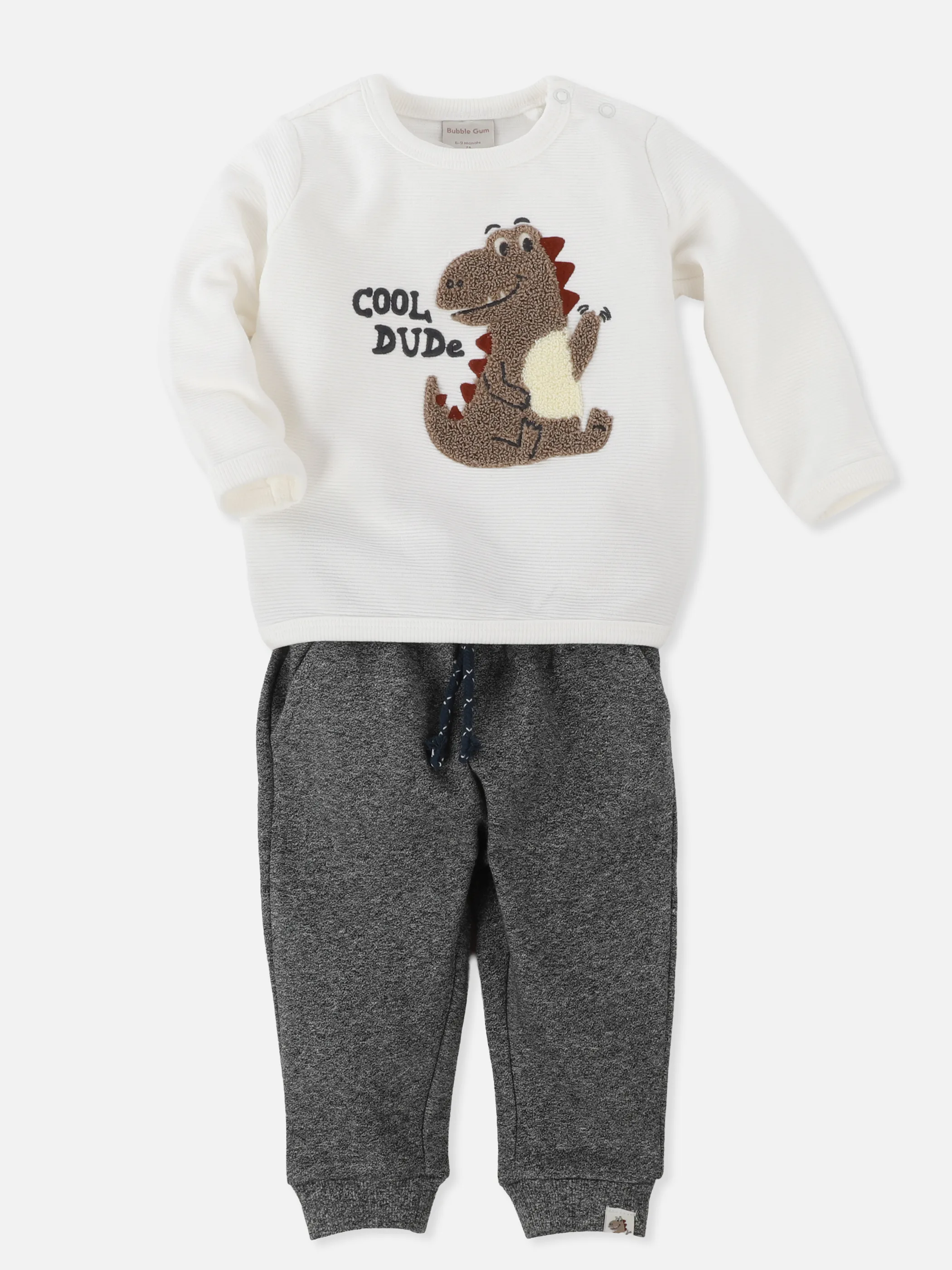 Bubble Gum BJ 2pcs Set Sweatshirt mit Dino Print und Joggpant Weiß 929707 SNOW WHITE 3