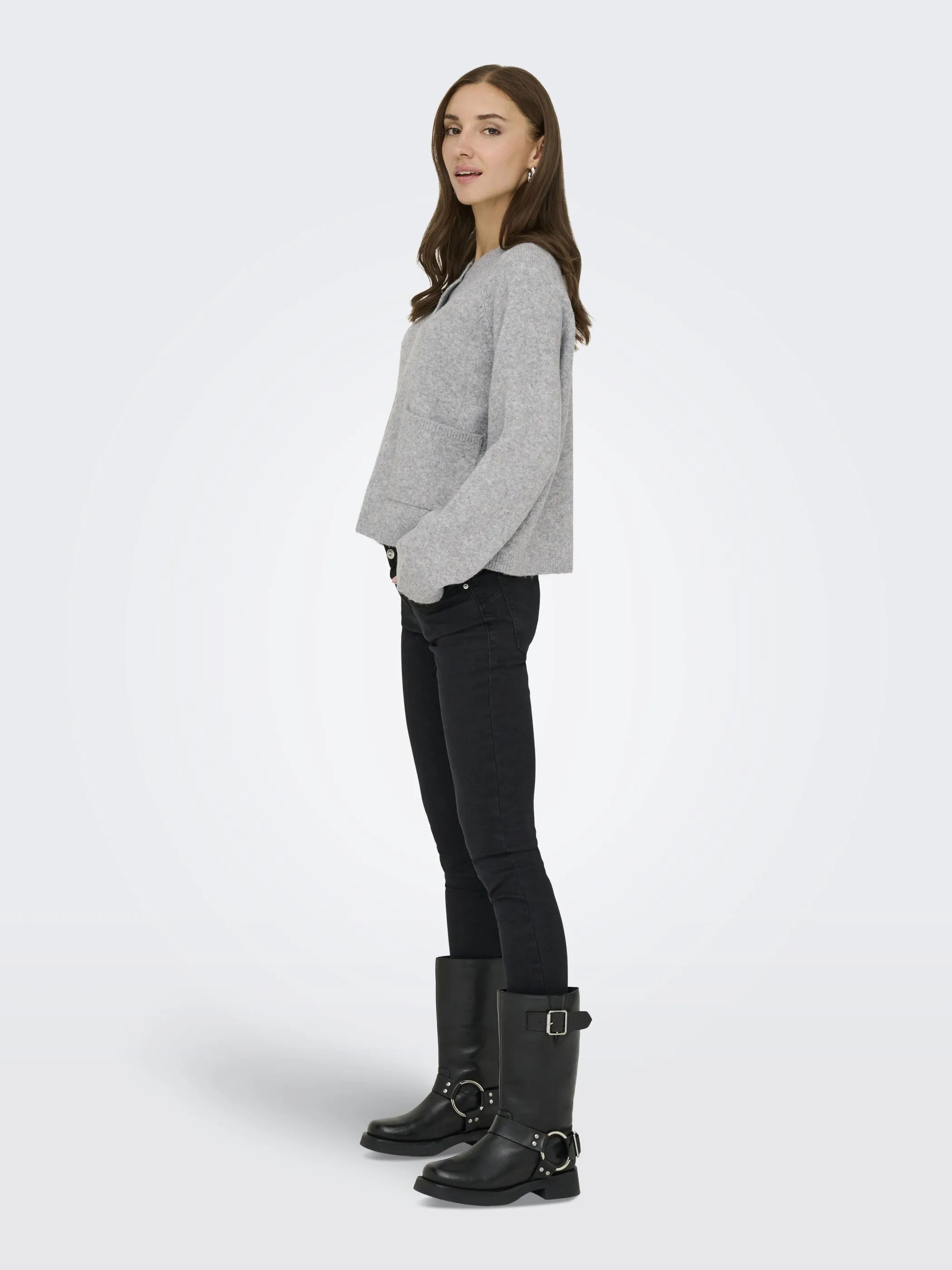 Only 15344118 ONLPIEMONTE L/S CARDI Grau 913077 179073 4