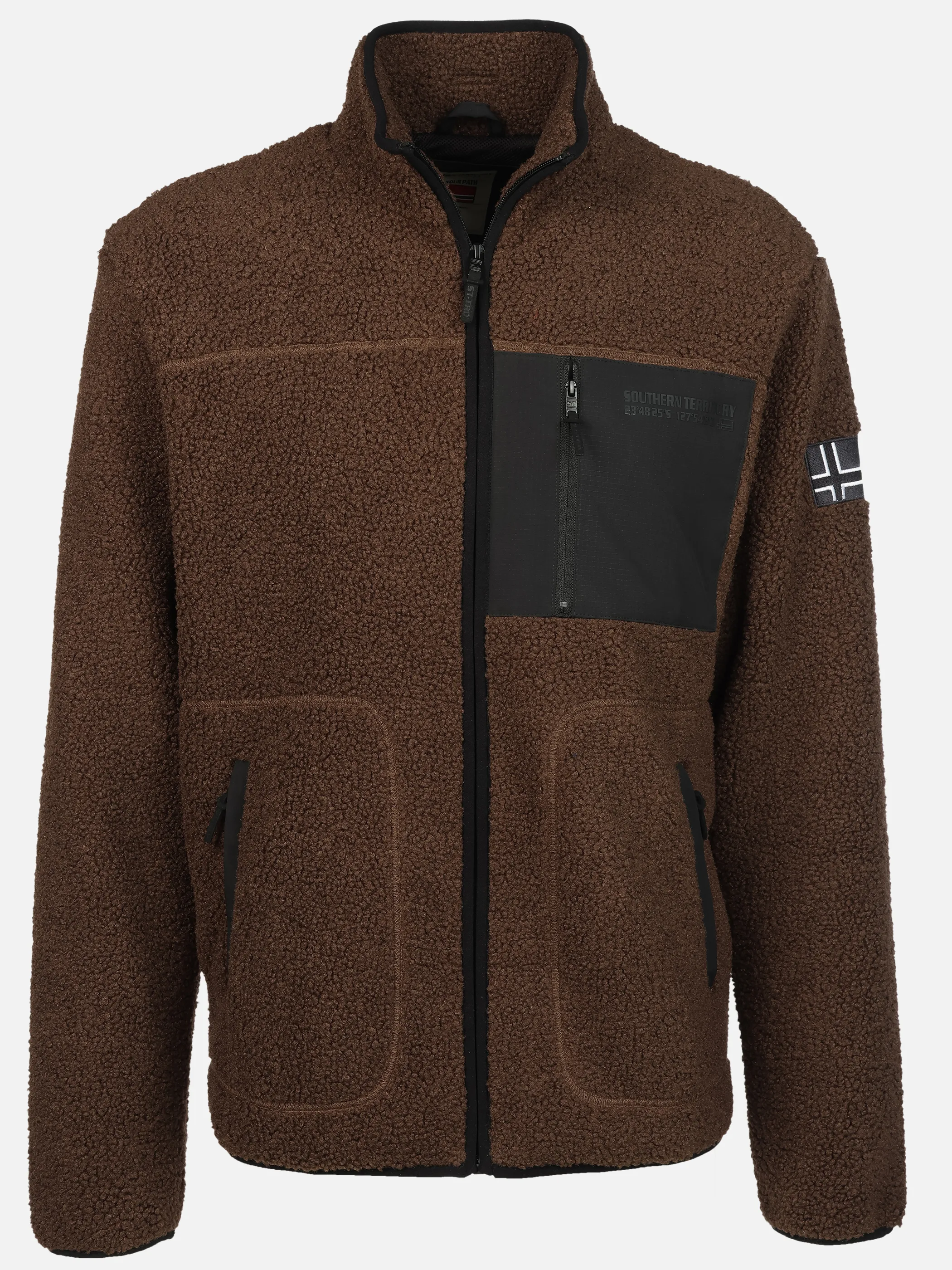 Southern Territory He. Sherpafleecejacke Brusttasche Braun 930737 BROWN 1