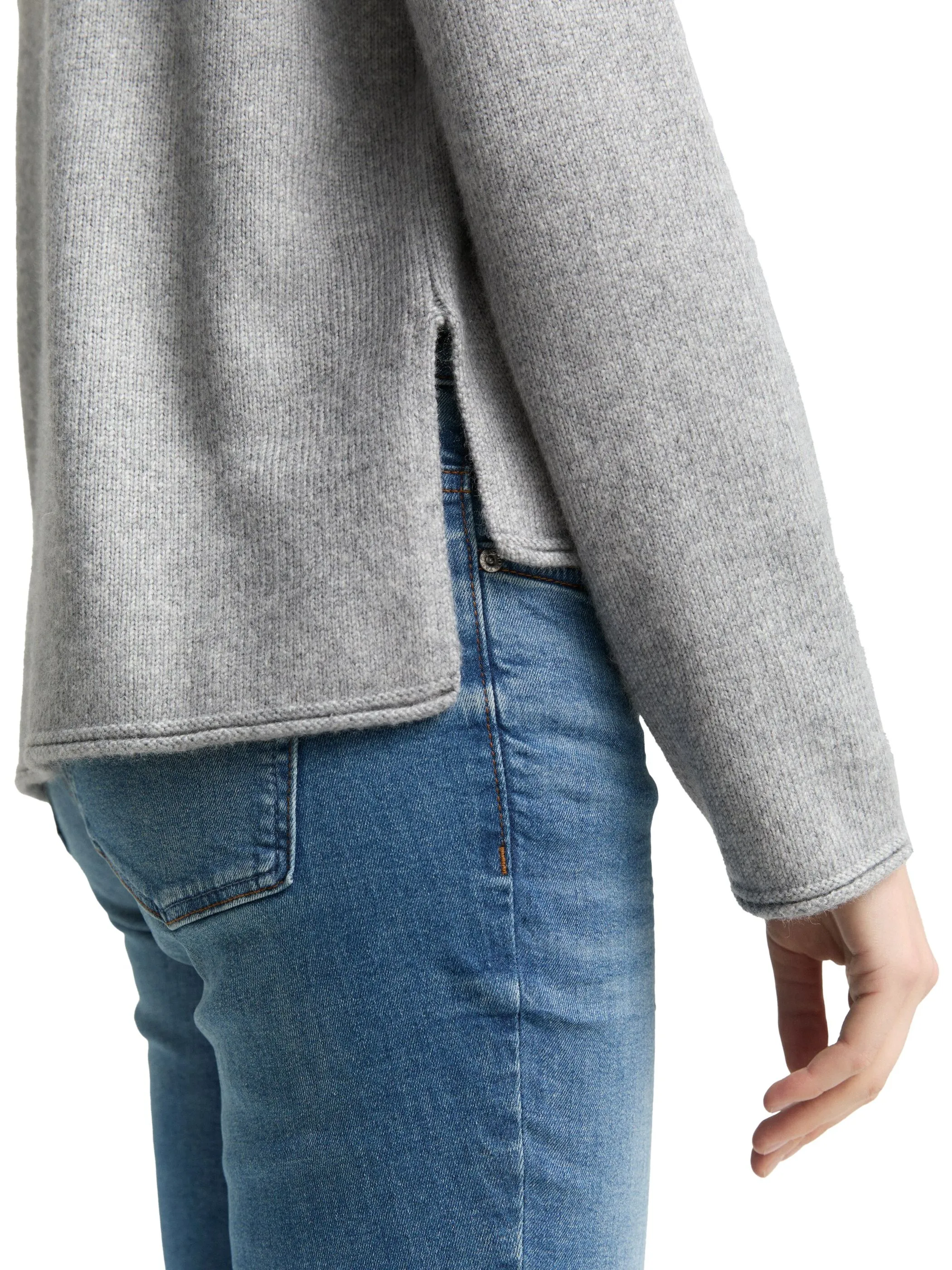 Tom Tailor 1047703 knit cosy mock-neck pullover Grau 914642 21373