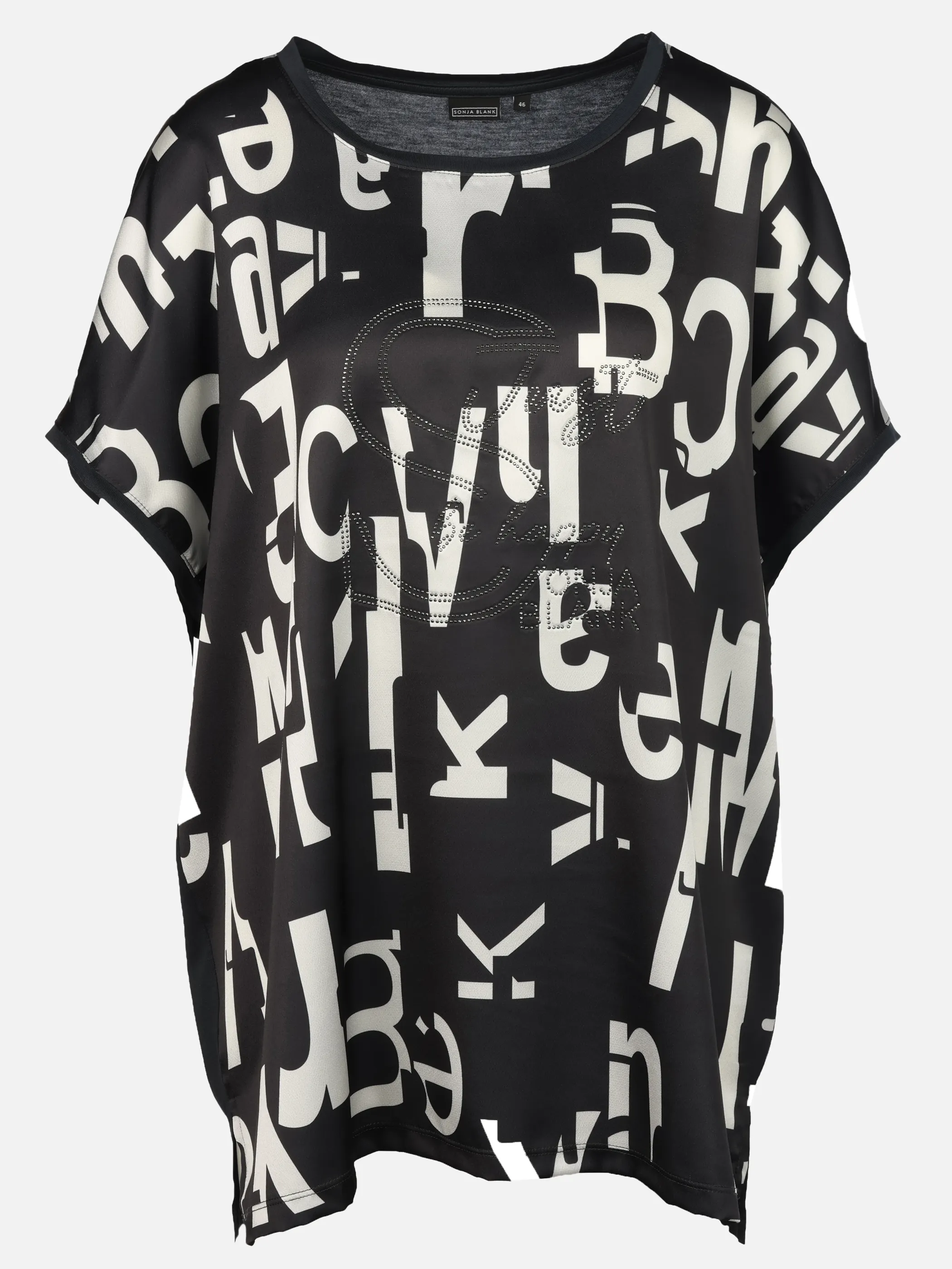Sonja Blank Da-gr.Gr. Shirt im Materialmix Schwarz 925998 SW 1