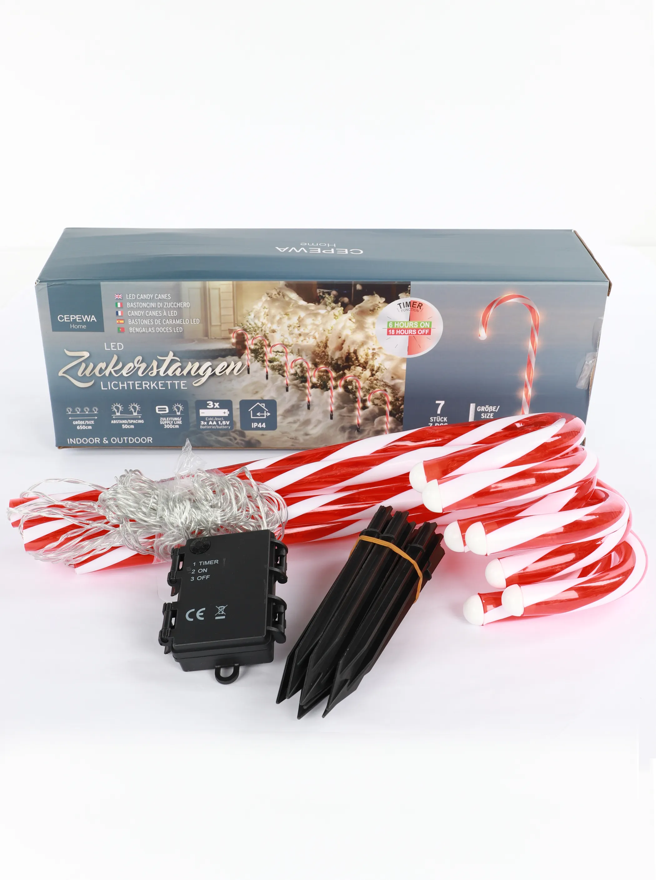 Weihnachten LED Zuckerstangen Outdoor 7er Rot 916283 ROT 2
