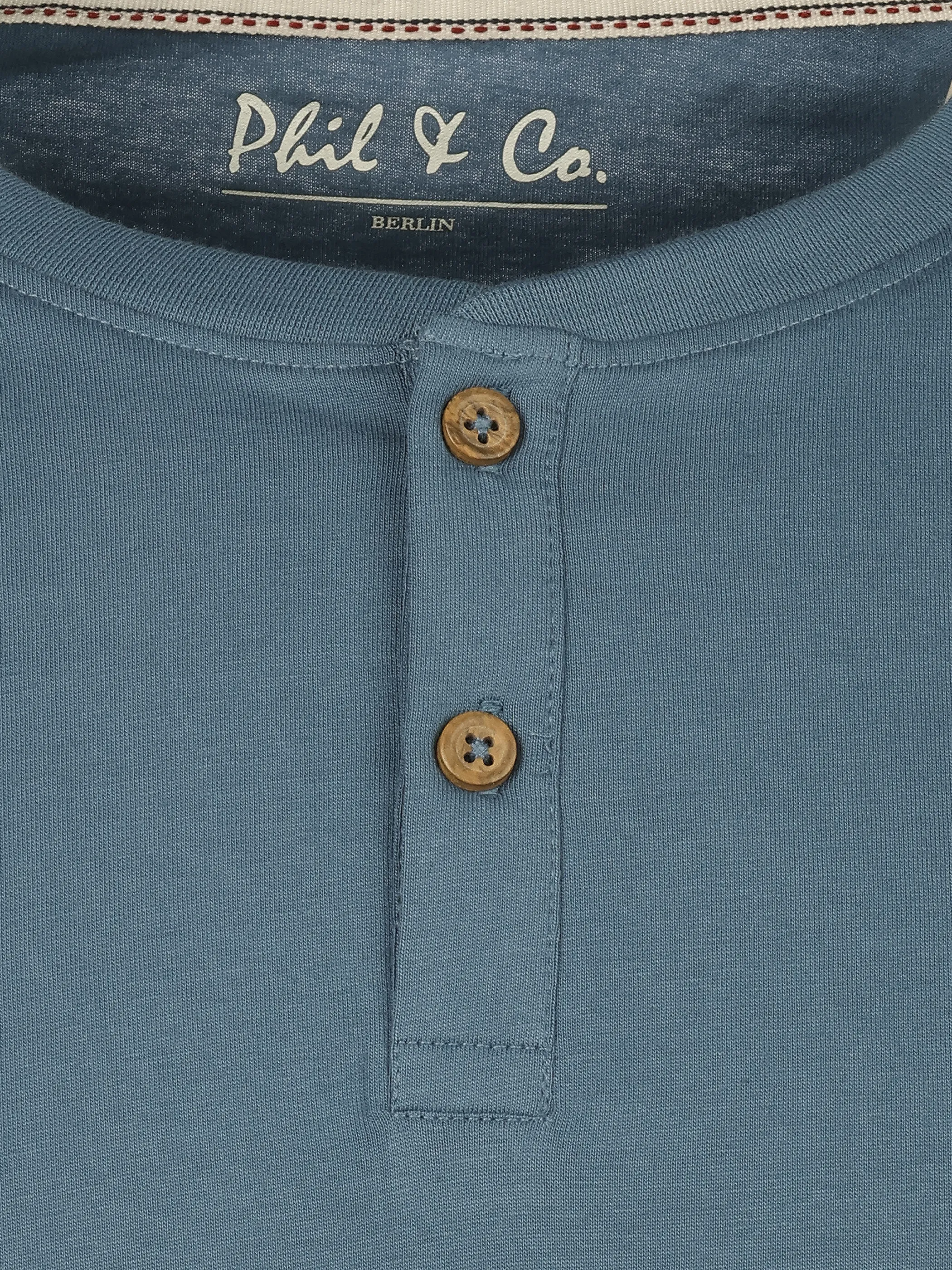 Phil+Co He. Schlafshirt Knopfleiste Blau 914681 BLAU 3