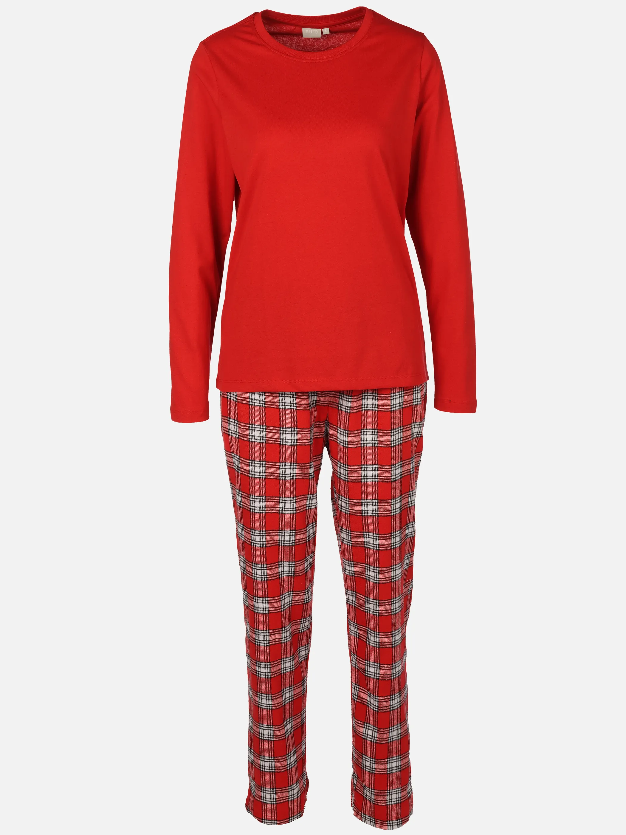 Sure Da. Pyjama lang mit Flanellhos Rot 915612 ROT 1 Sure Da. Pyjama lang mit Flanellhos Rot 915612 ROT 1