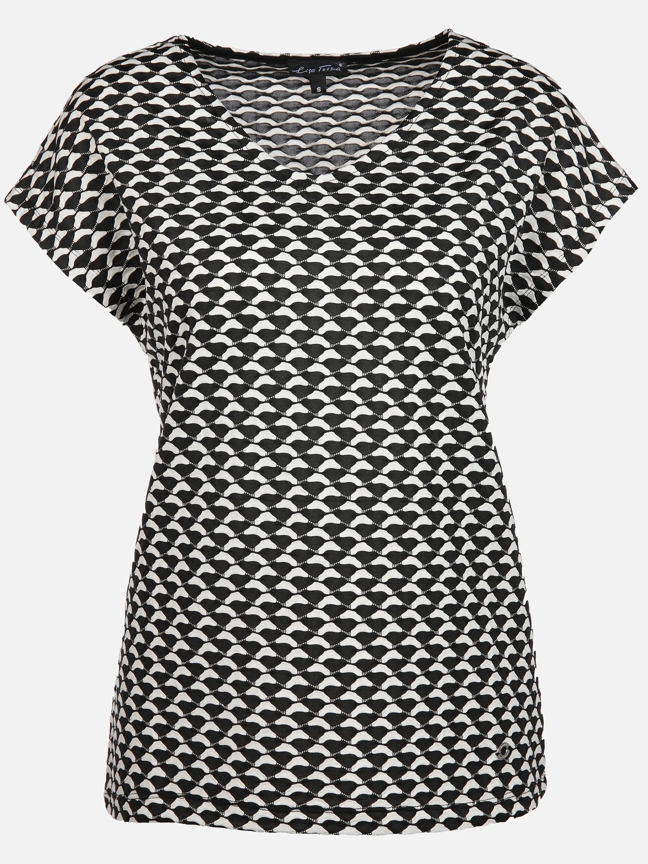 Lisa Tossa Da-Jacquard-Shirt Schwarz 893420 SCHW/OFFWH 1