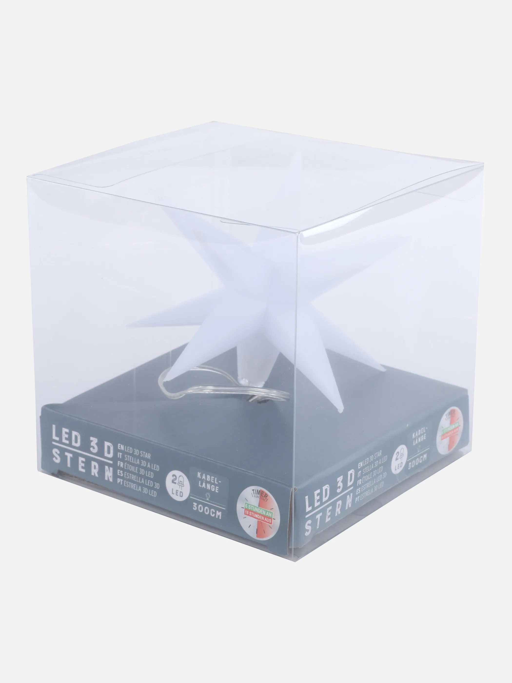 Weihnachten LED 3D Stern m. Timer 11cm Weiß 857146 WEIß 1