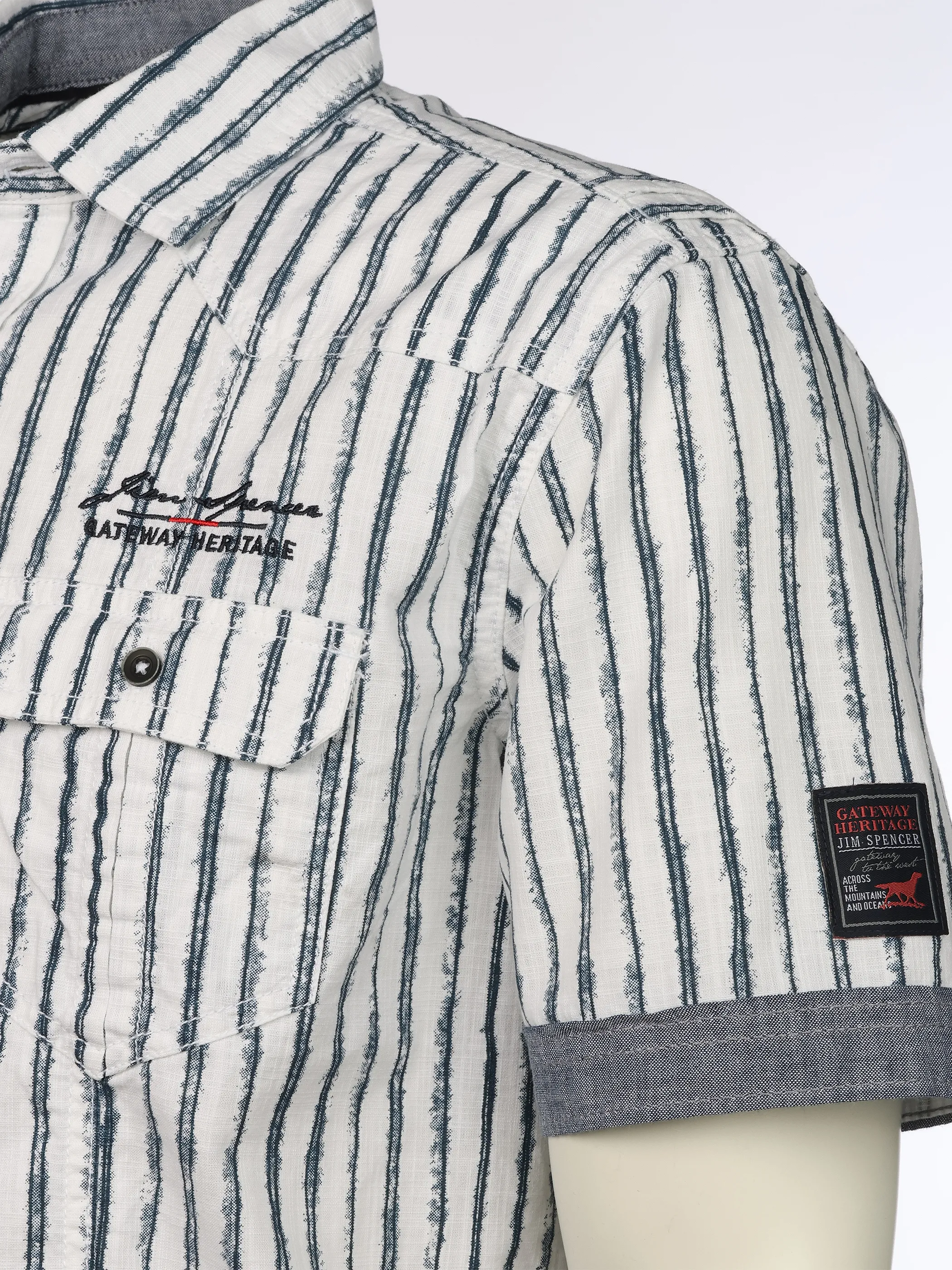 Jim Spencer He. Freizeithemd 1/2 Arm slub Blau 923119 BLAU 3