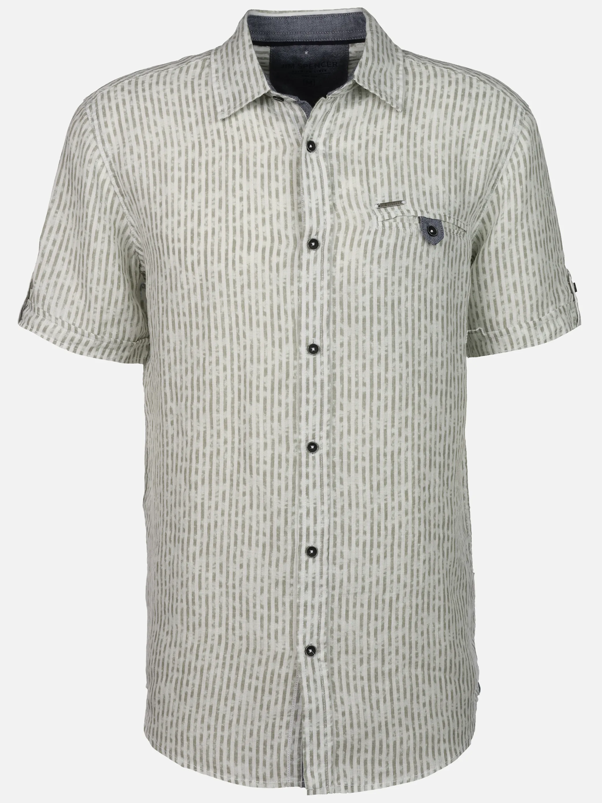 Jim Spencer He. Leinenhemd 1/2 Arm Grün 906596 MINTSTRIPE 1
