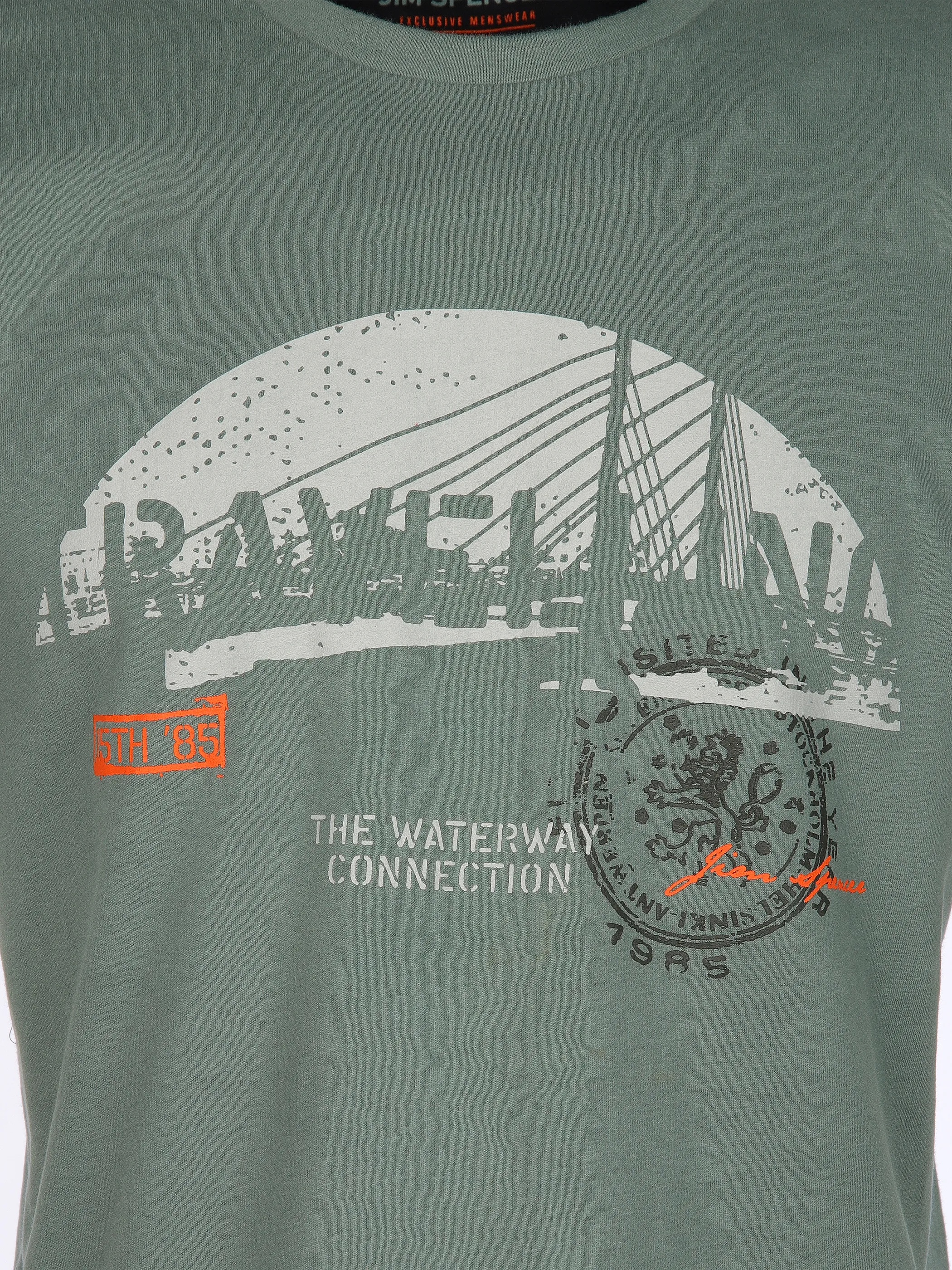 Jim Spencer He. T-Shirt 1/2 Arm Druck Grün 906246 MINT 3