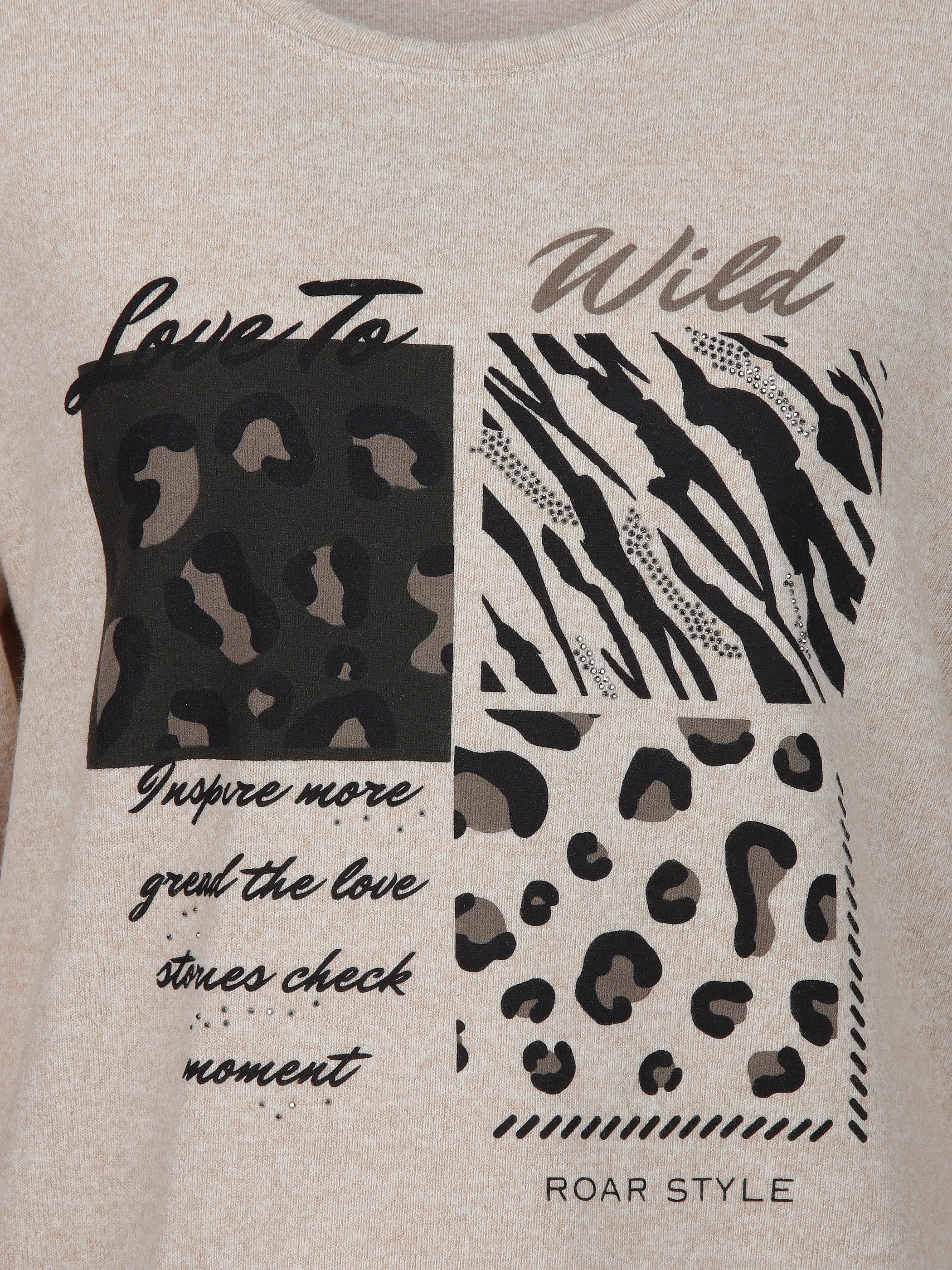 Sure Da-Flausch-Shirt m. Frontprint Beige 914557 BEIGEMEL 3