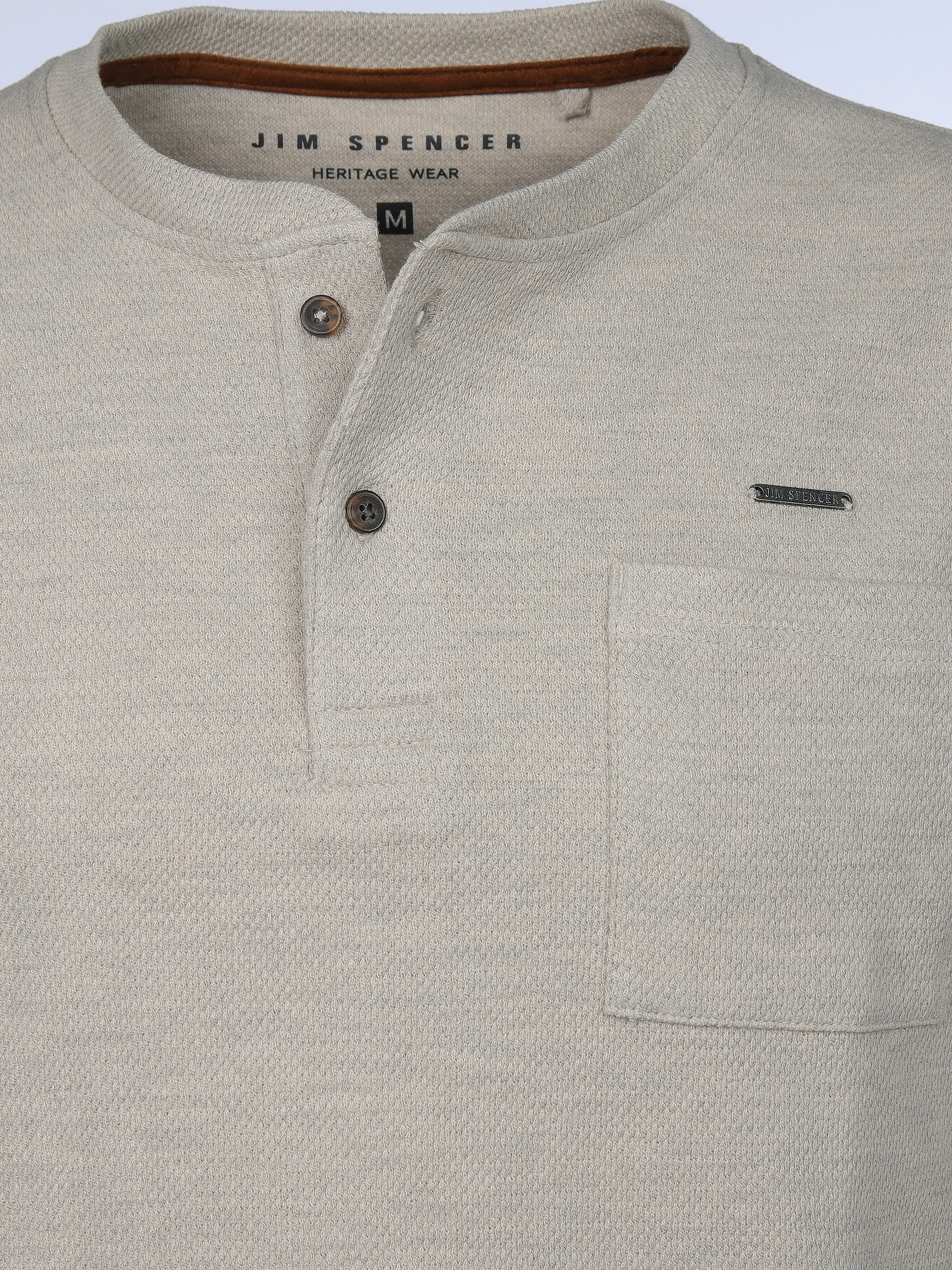 Jim Spencer He. Henleyshirt 1/1 Arm waffle Grau 913323 STONE 3