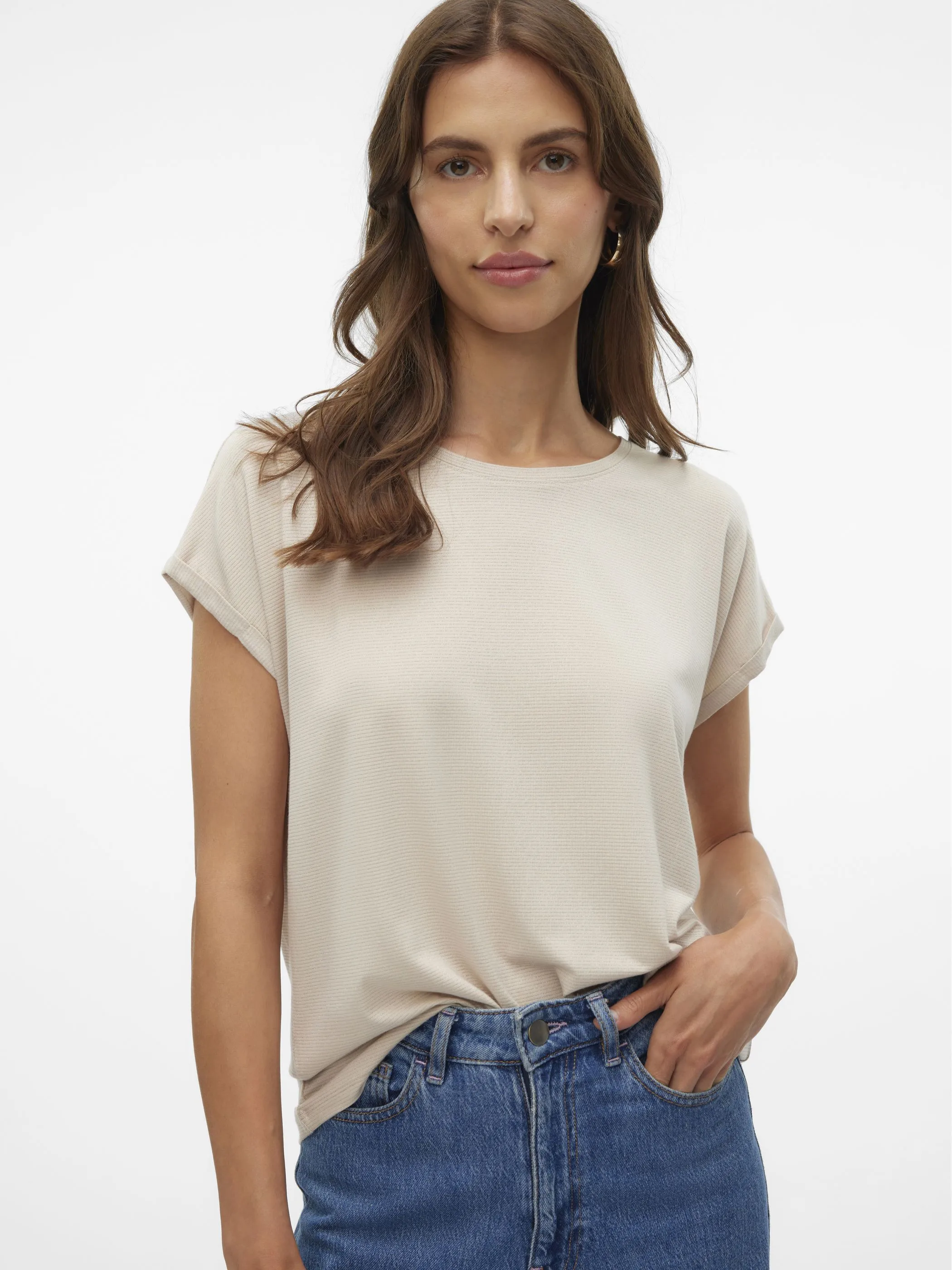 Vero Moda 10250488 VMLAVA GLITTER SS TOP STRIPE Weiß 852566 175626003