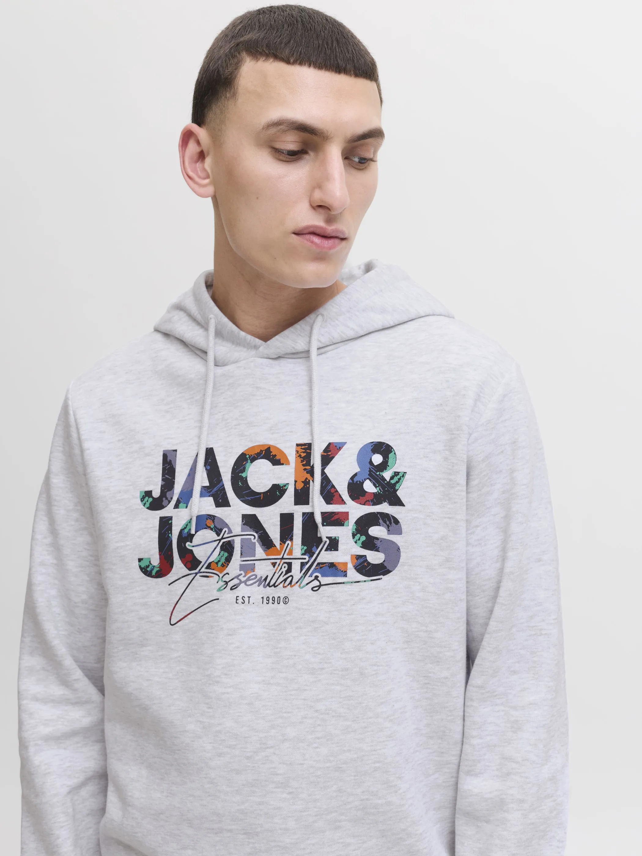 Jack Jones 12279119 JJGEPLAS SWEAT HOOD Weiß 913159 200349