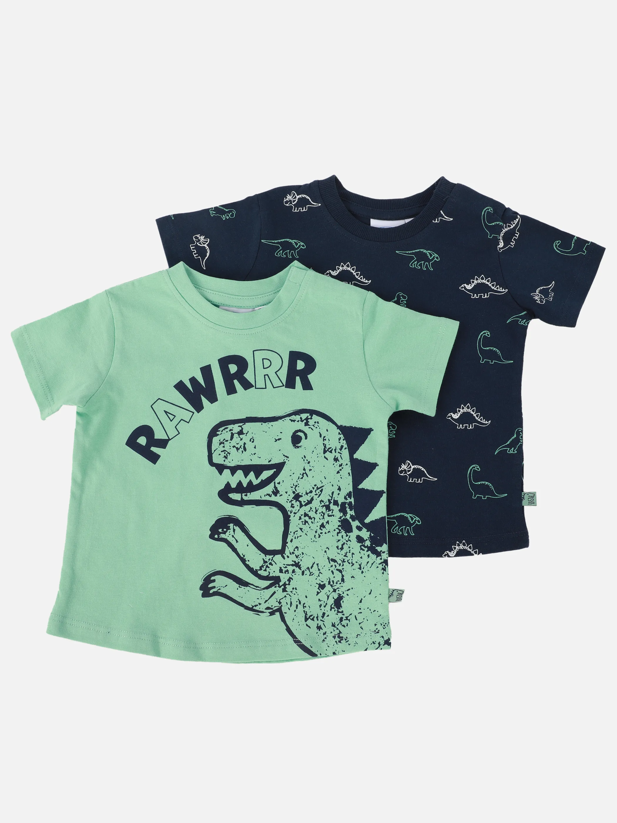 Bubble Gum BJ 2er Pack T-Shirt mit Dino Frontprint & Dino AOP Grün 907382 GRÜN/BLAU 1