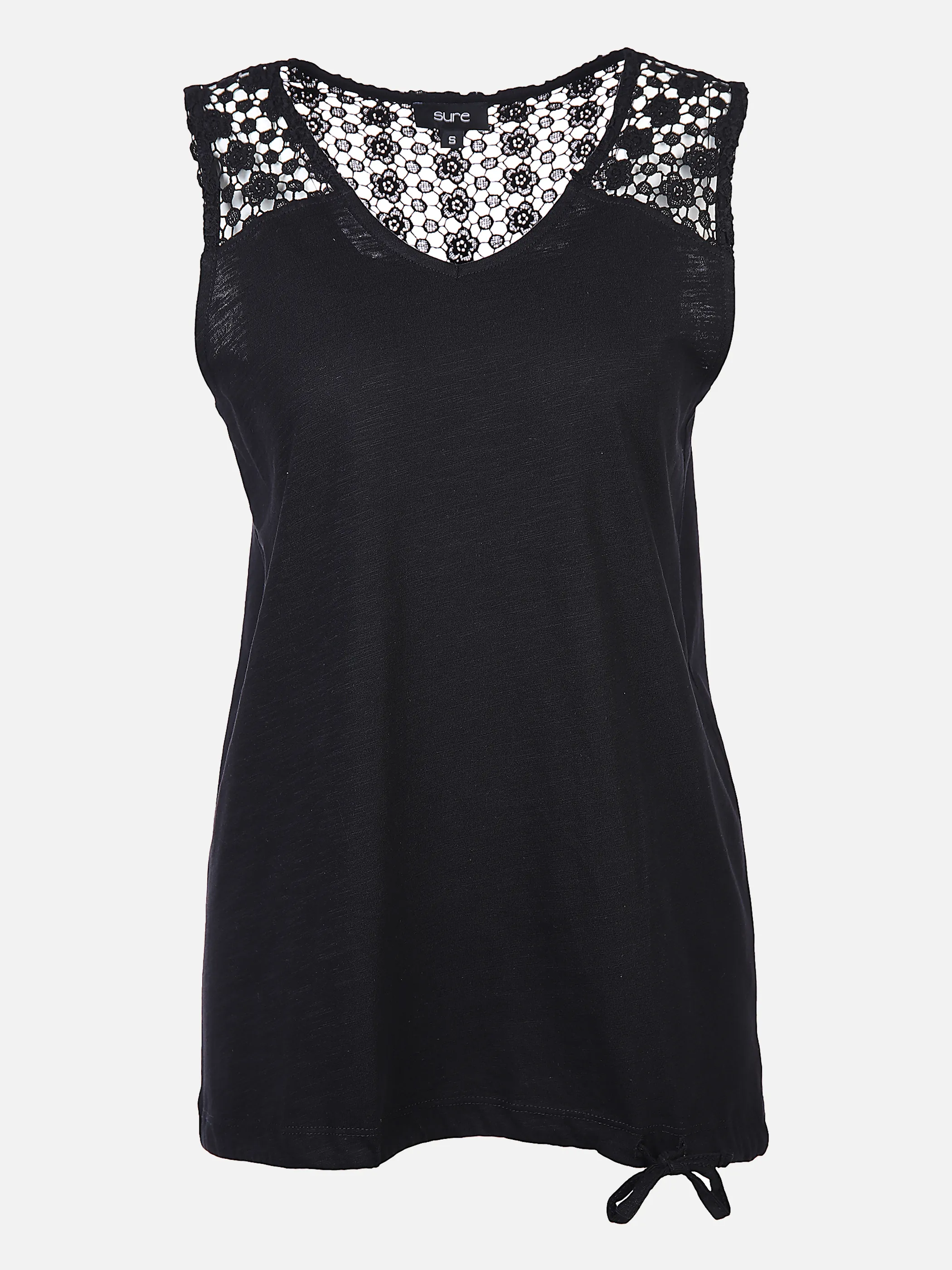 Damen Top mit Spitzeneinsatz | noSize | 862482-black