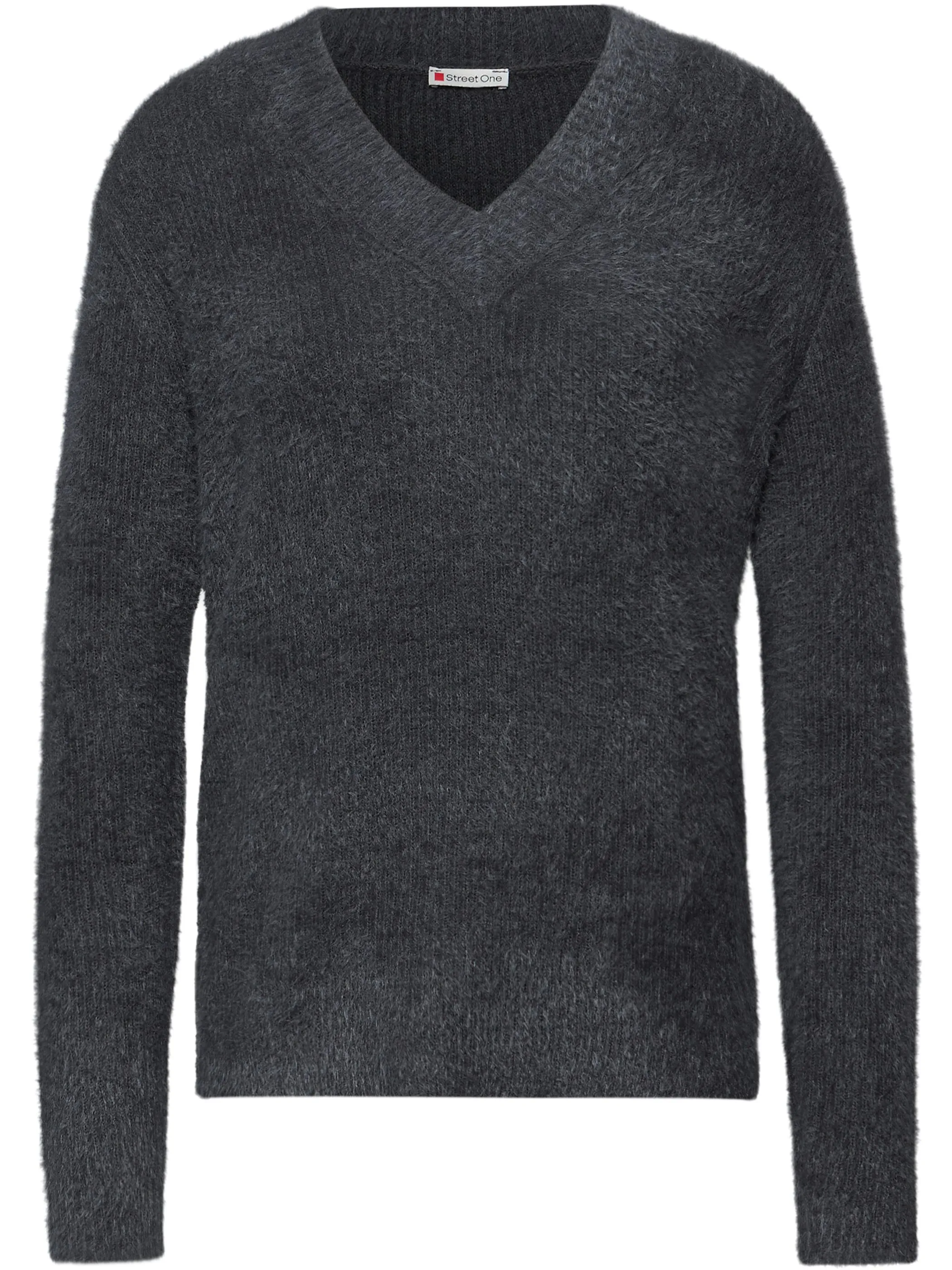 Street One A303433 LTD QR_fluffy v-neck sweater Grau 926179 17148 1