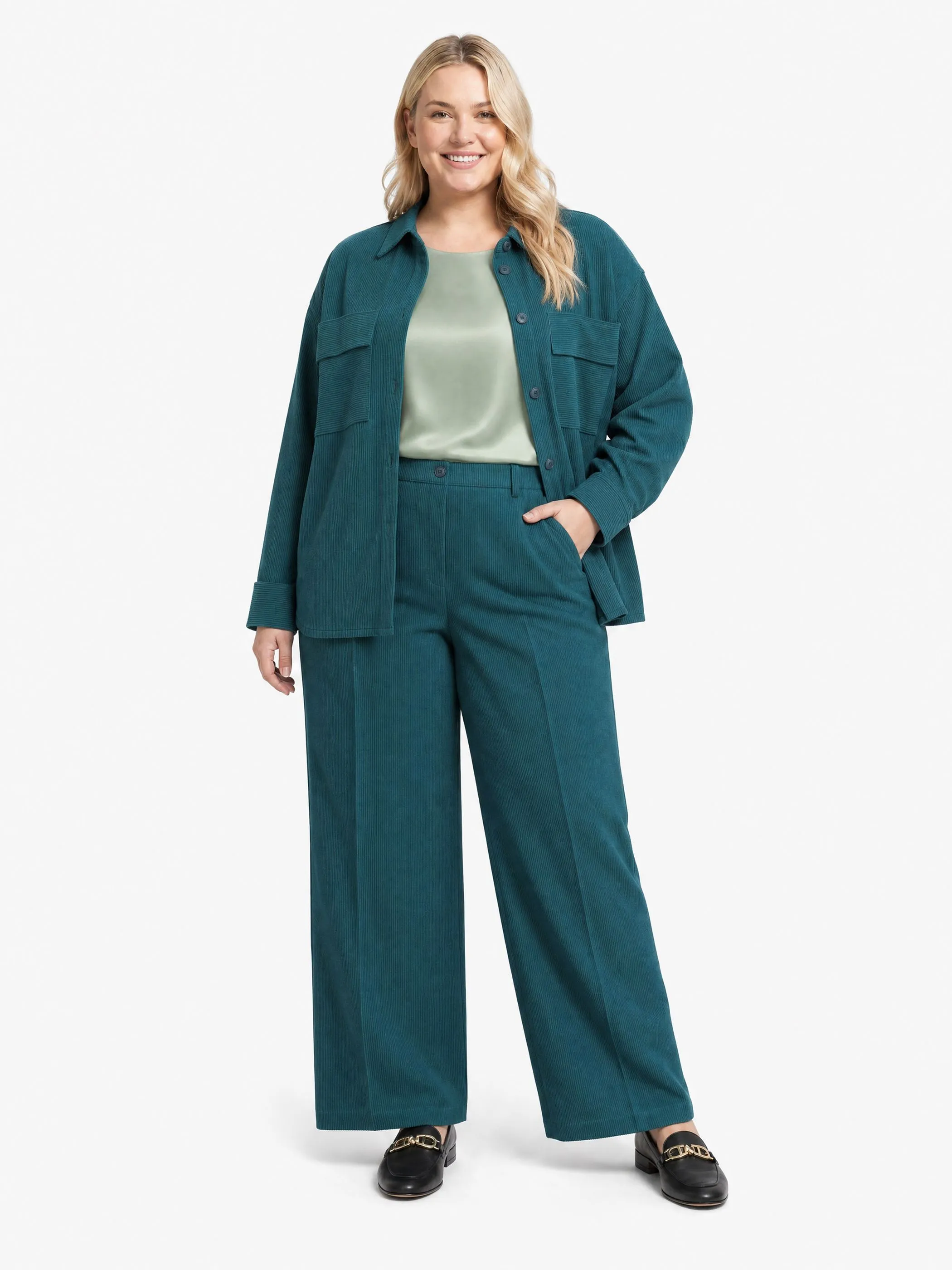 Sonja Blank Da-gr.Gr. Cord-Hose Türkis 930017 PETROL 1