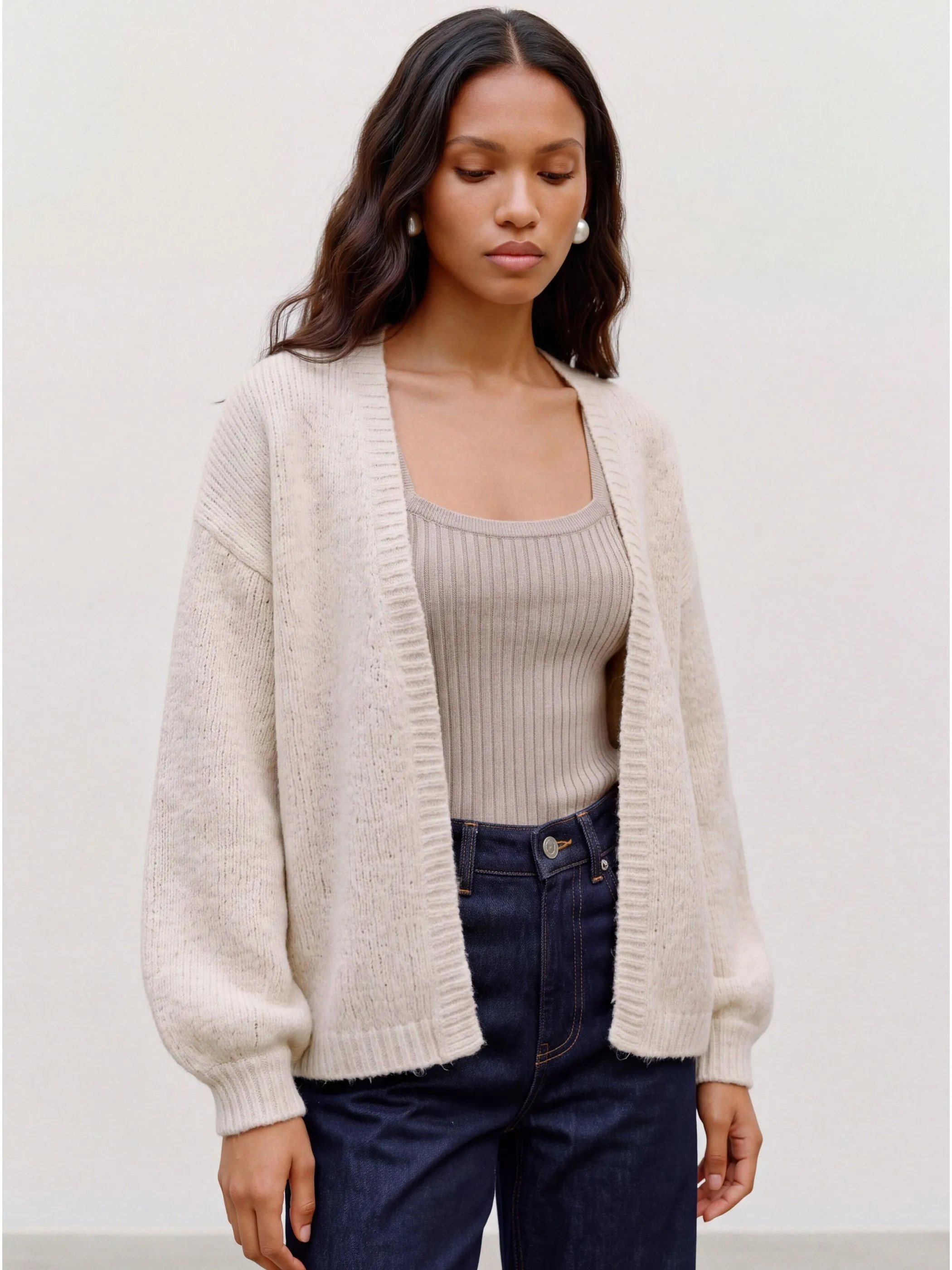 Vero Moda 10273101 VMMAYBE LS OPEN CARDI Beige 922595 222913 1