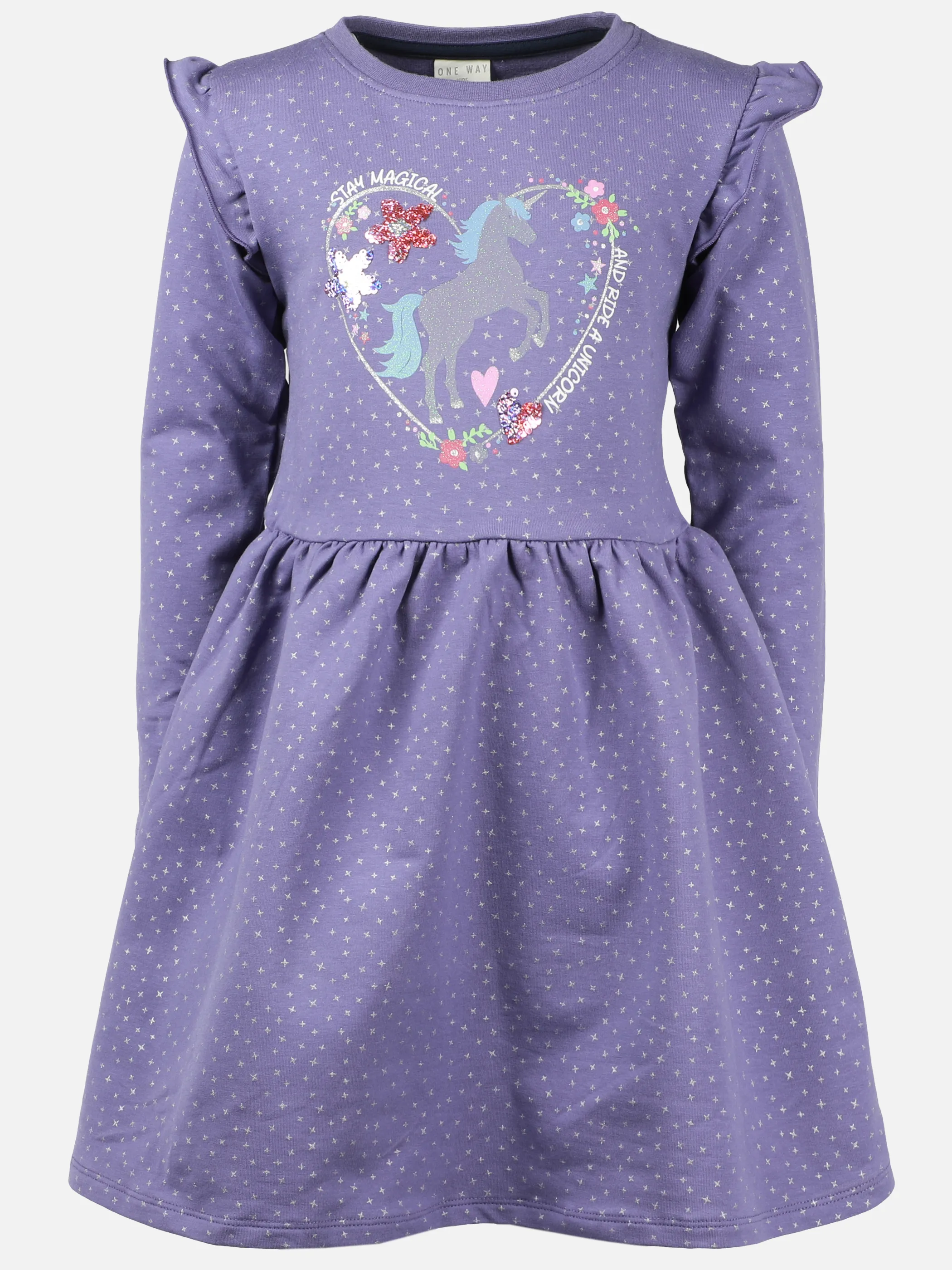 One Way KM Kleid lila mit Einhorn glitzer Print Lila 929917 LIL 1